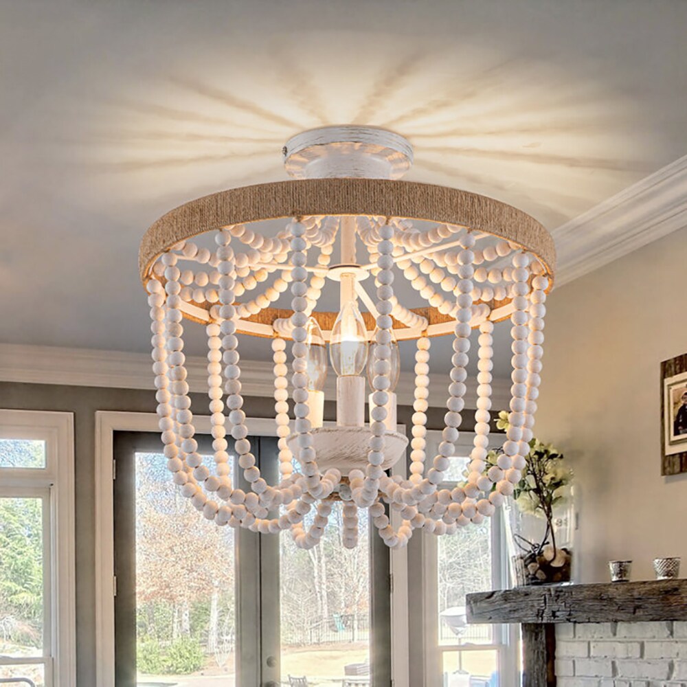 EDISLIVE Y81010000039778 3 -Light 15-in Multiple finishes White Semi Flush Mount Light