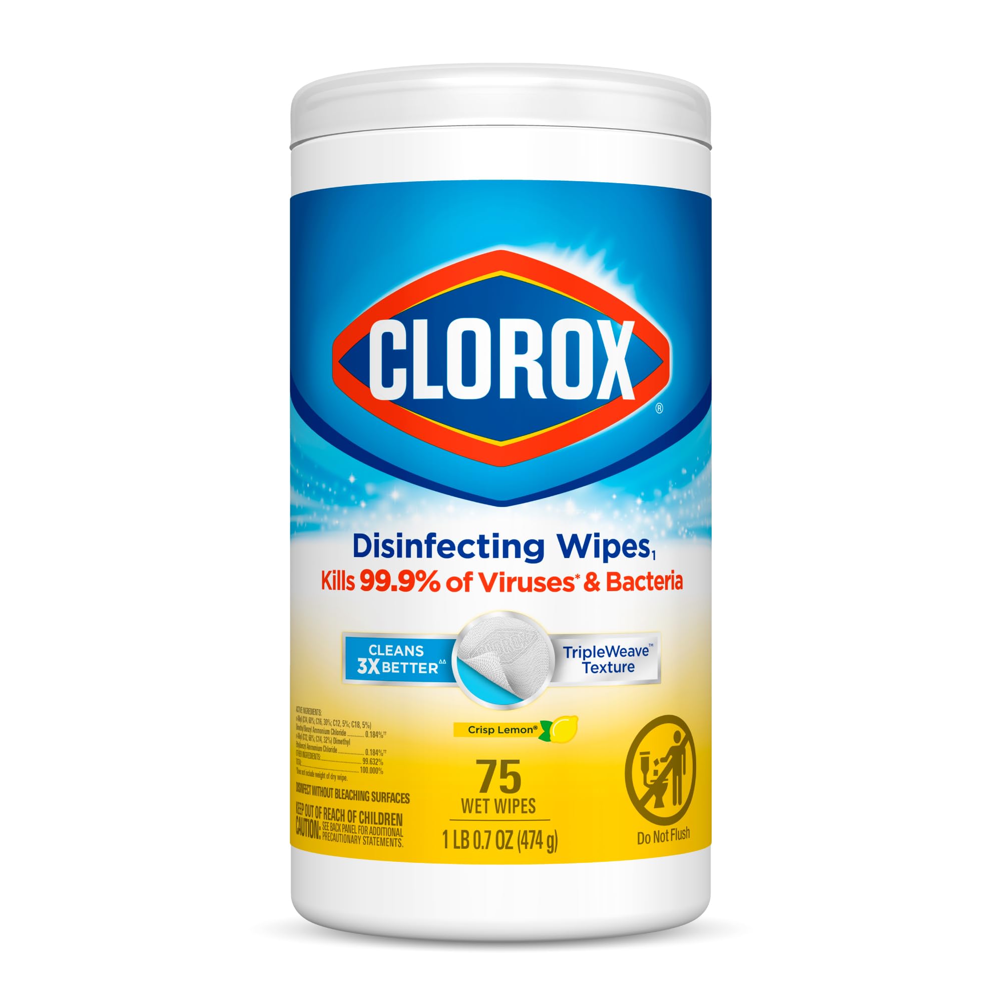 Clorox  Crisp Lemon Antibacterial Disinfecting Wipes 75 Count