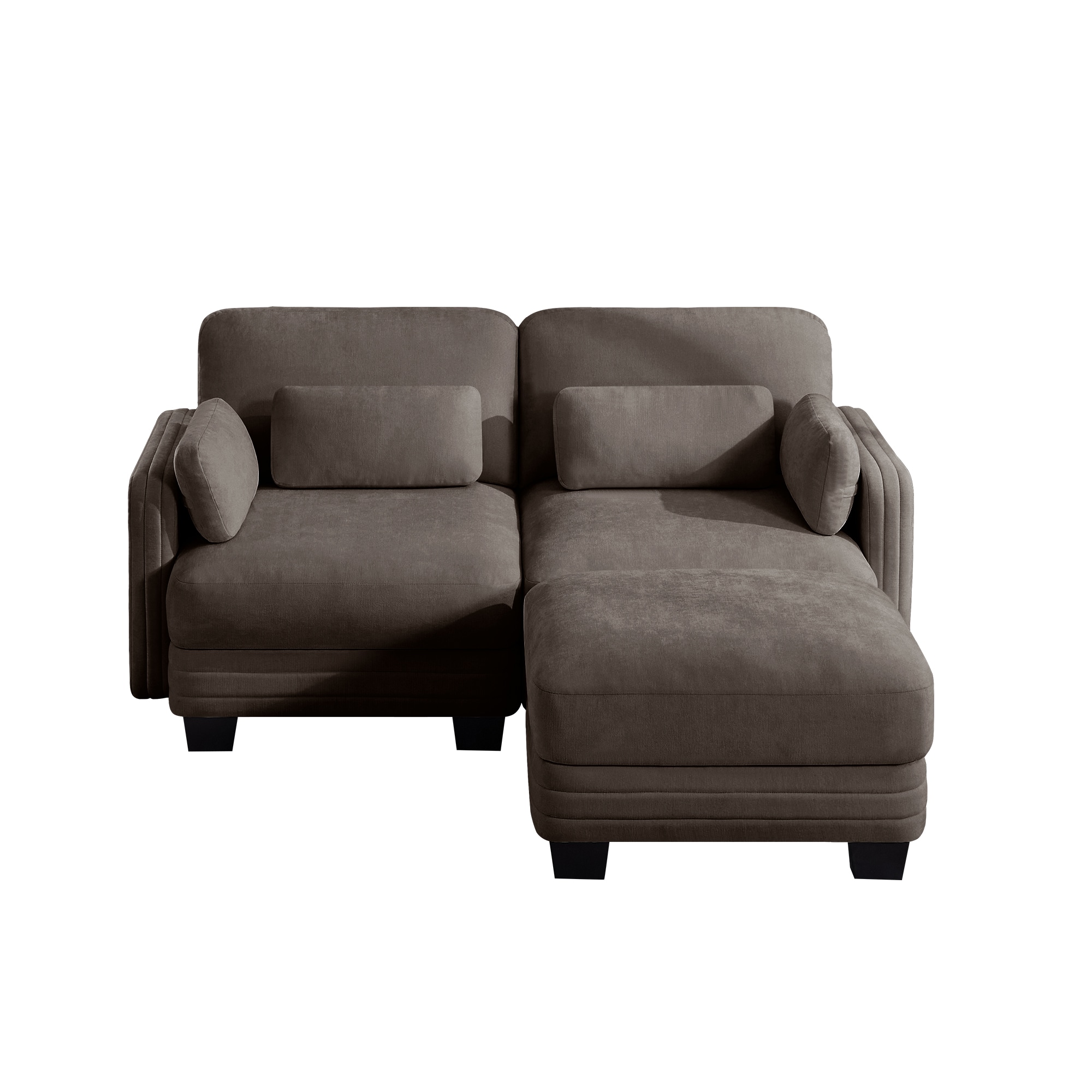 Bybafun - Modular Sectional Sofa 69.3-in W Modern Brown Chenille 2-seater Sectional