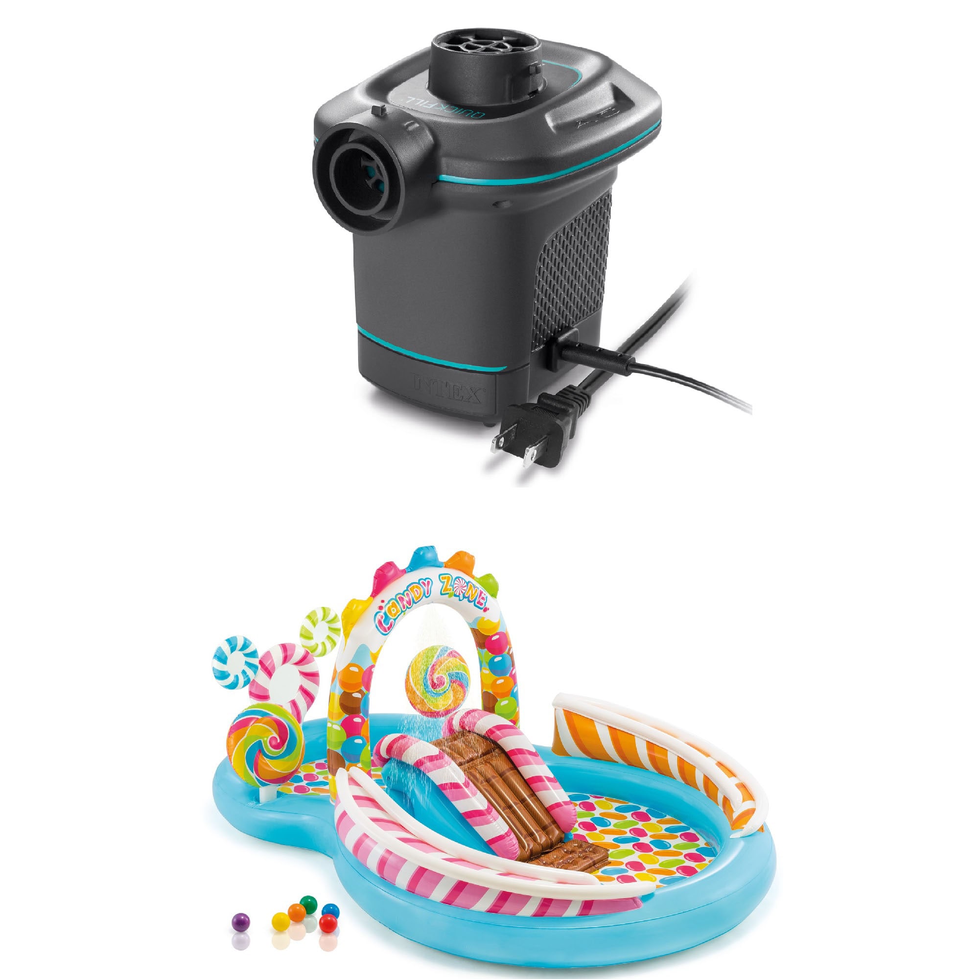 Intex 176923 66639E + 57149EP 116-Inches L x 75-Inches W Multicolor Oval Kiddie Pool