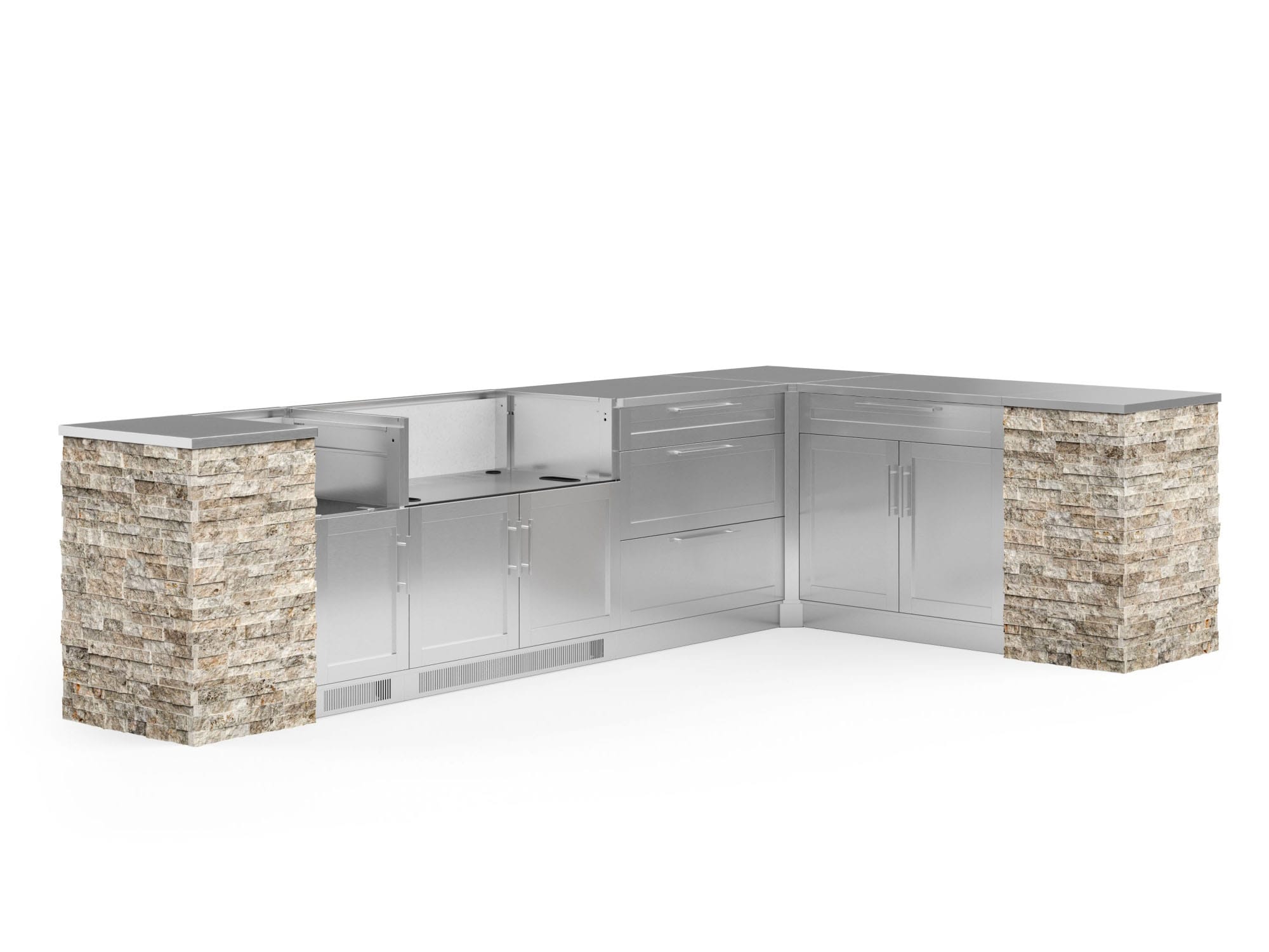 NewAge Products 69620 Signature Series Stainless Steel 11 -Piece 137.94-in W x 25.5-in D x 37-in H Modular Outdoor Kitchen Set