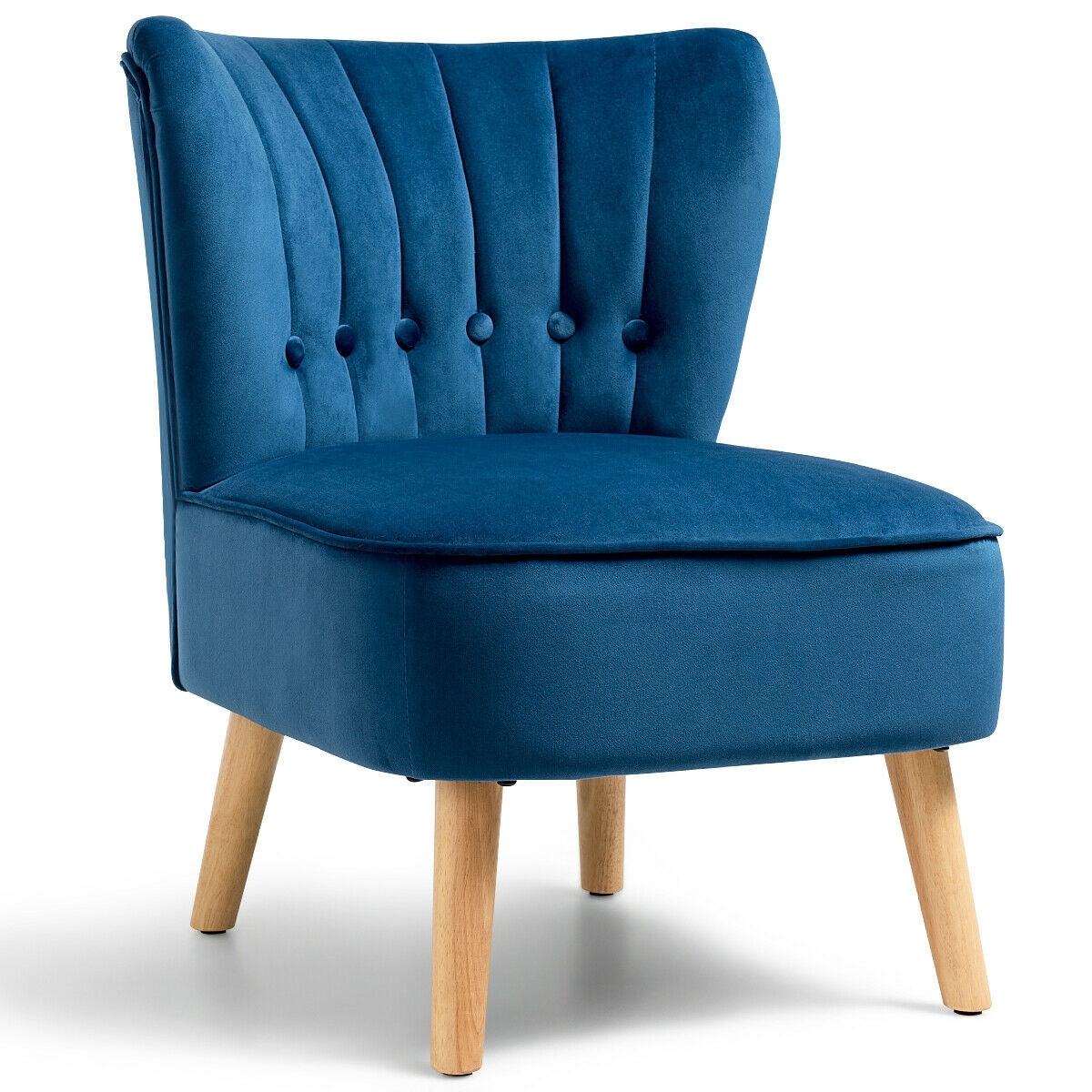 WELLFOR HW-HWY2-66638BL Cy Accent Chairs Casual Blue Velvet Accent Chair
