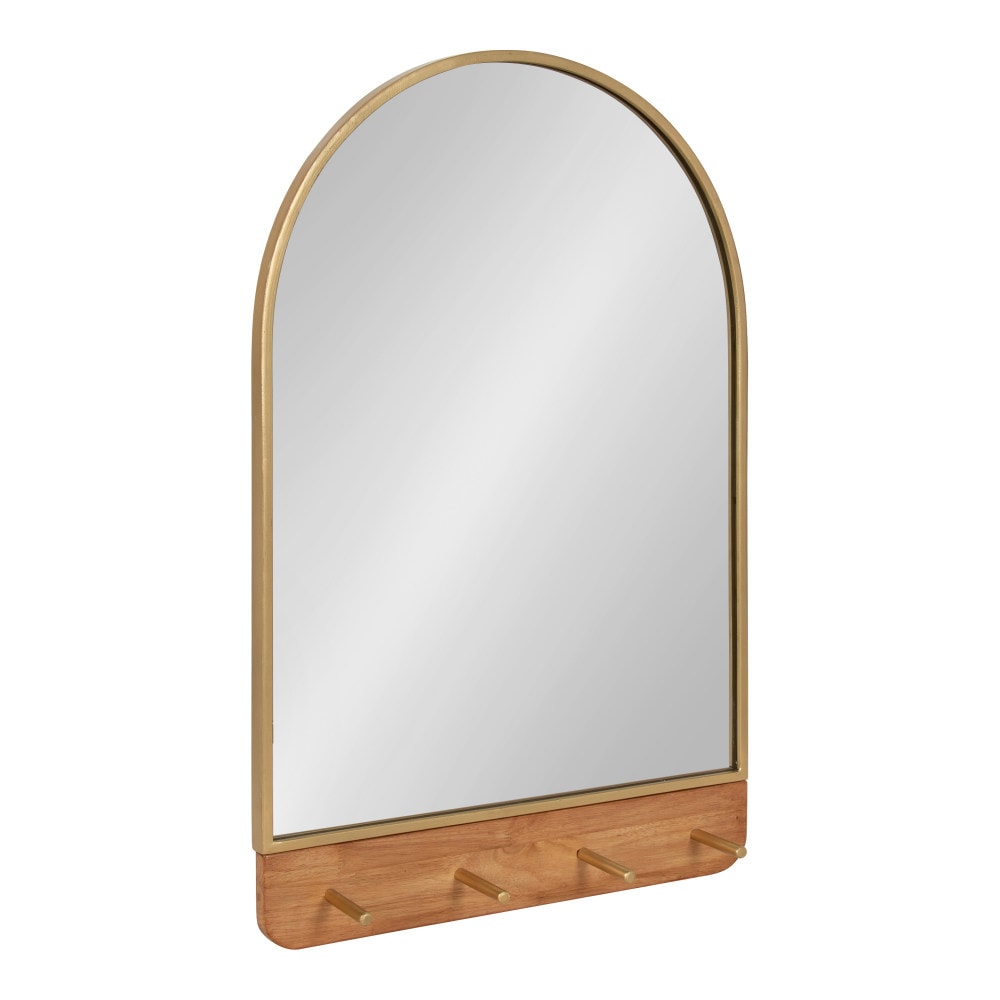 Kate and Laurel 222934 Schuyler 20.00-in W x 31.00-in H Arch Natural/Gold Framed Wall Mirror