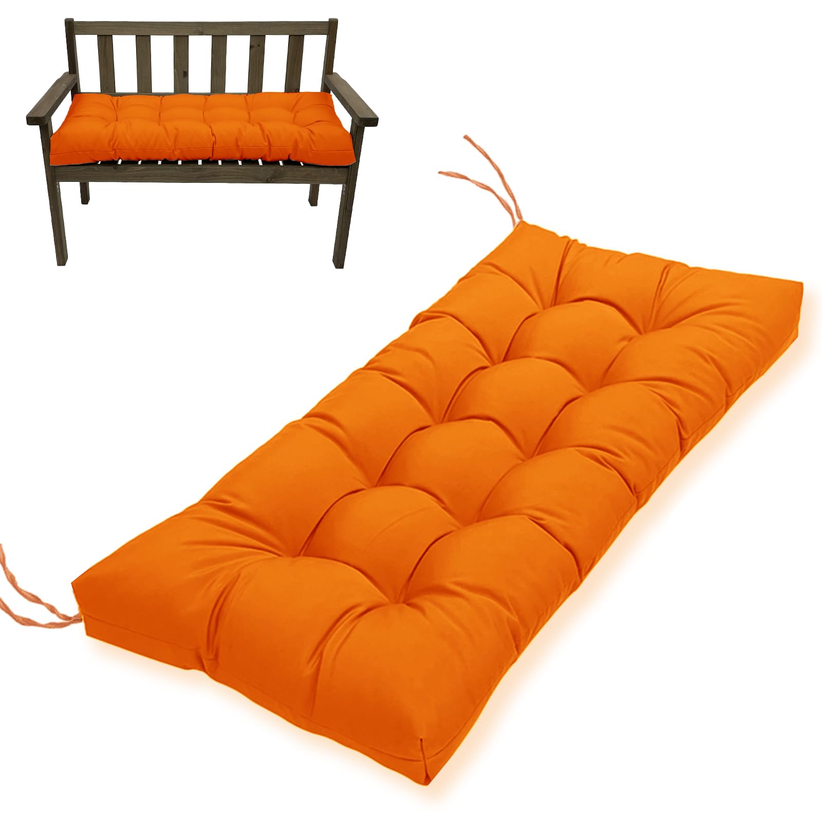 PIGFDK Orange 44x19inch Water-repellent Outdoor Bench Cushion
