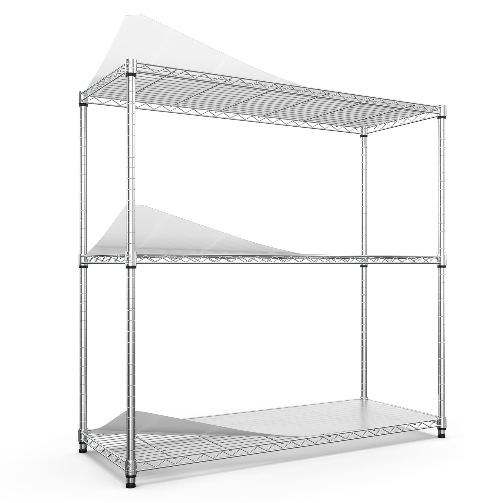 Siavonce ZX-115520 N/O 3 -Tier Heavy Duty Chrome Metal Utility shelving unit ( 48-in W x 18-in D x 47.2-in H )
