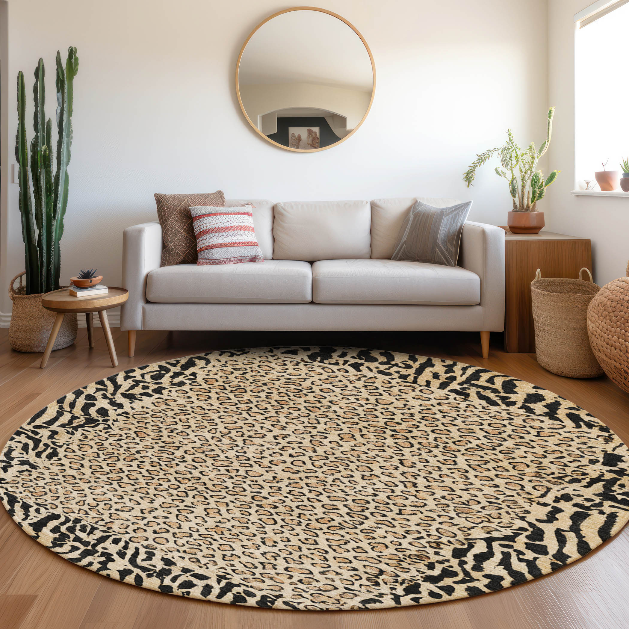 Addison Rugs ACN1230GO8RO Chantille ACN1230GO 8 x 8 (ft) Polyester Gold Round Indoor/Outdoor Geometric Machine washable Area rug