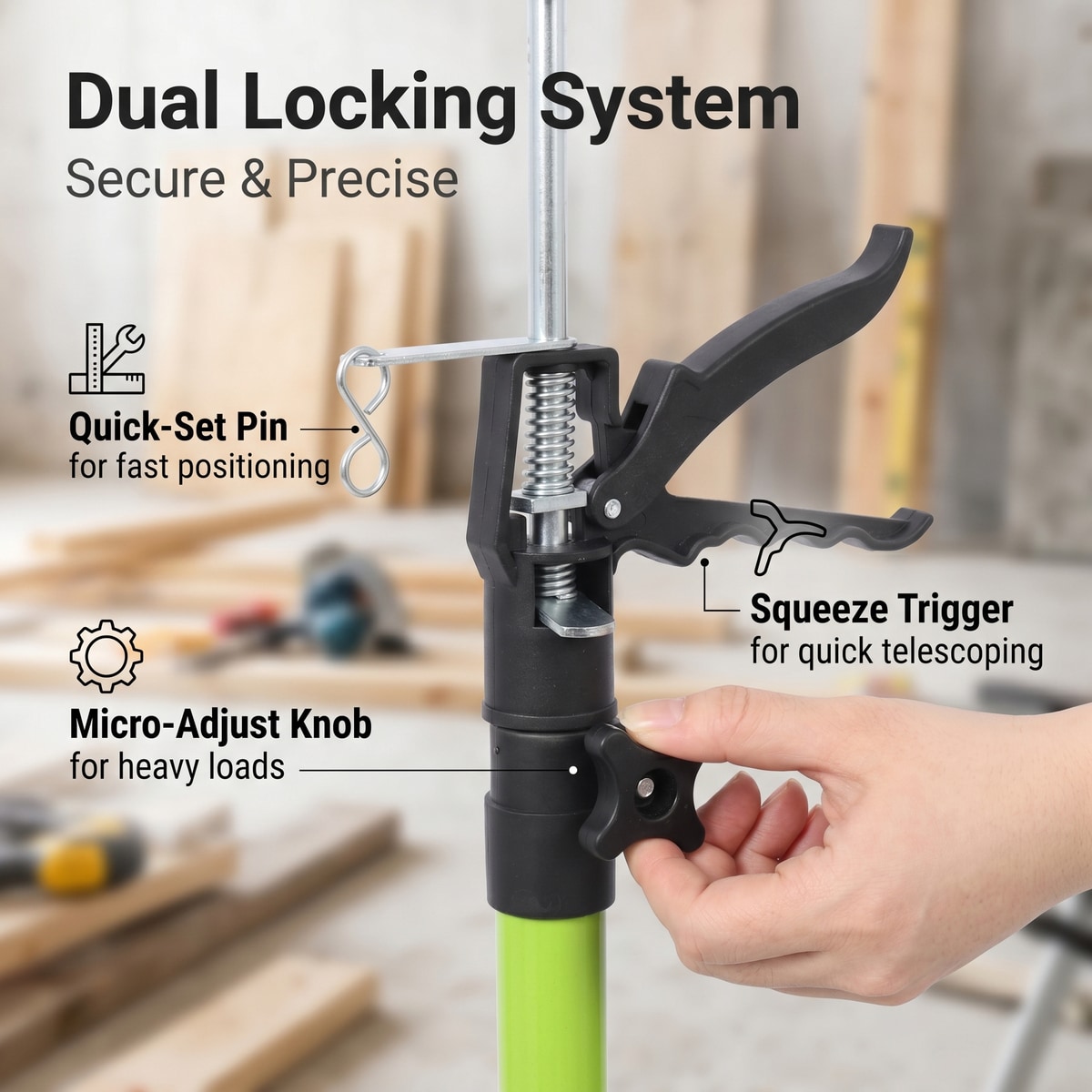 Loheer 45 to 114-in Steel Adjustable Support Pole and Cabinet Jack
