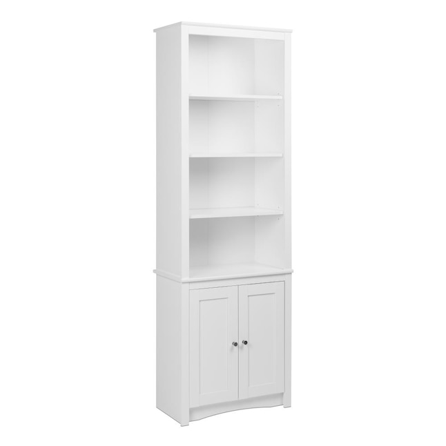 Prepac Homeoffice White 6 Shelf Modular, Tall Black Bookcase With Drawers