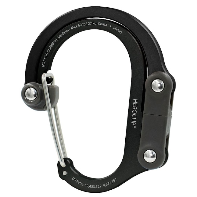 Heroclip Aluminum Oval Carabiner with 360 Rotation, Stealth Black, 3.7-in  Length, 2 oz. Weight, 60 lbs. Support in the Carabiners department at