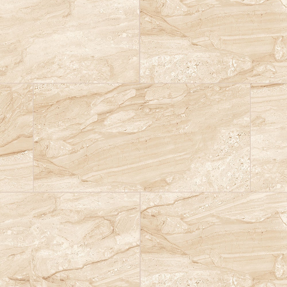 Elida Ceramica LWSSMMC2448P Champagne 24-in x 48-in Polished Porcelain Marble Look Floor and Wall Tile (7.75-sq. ft/ Piece)