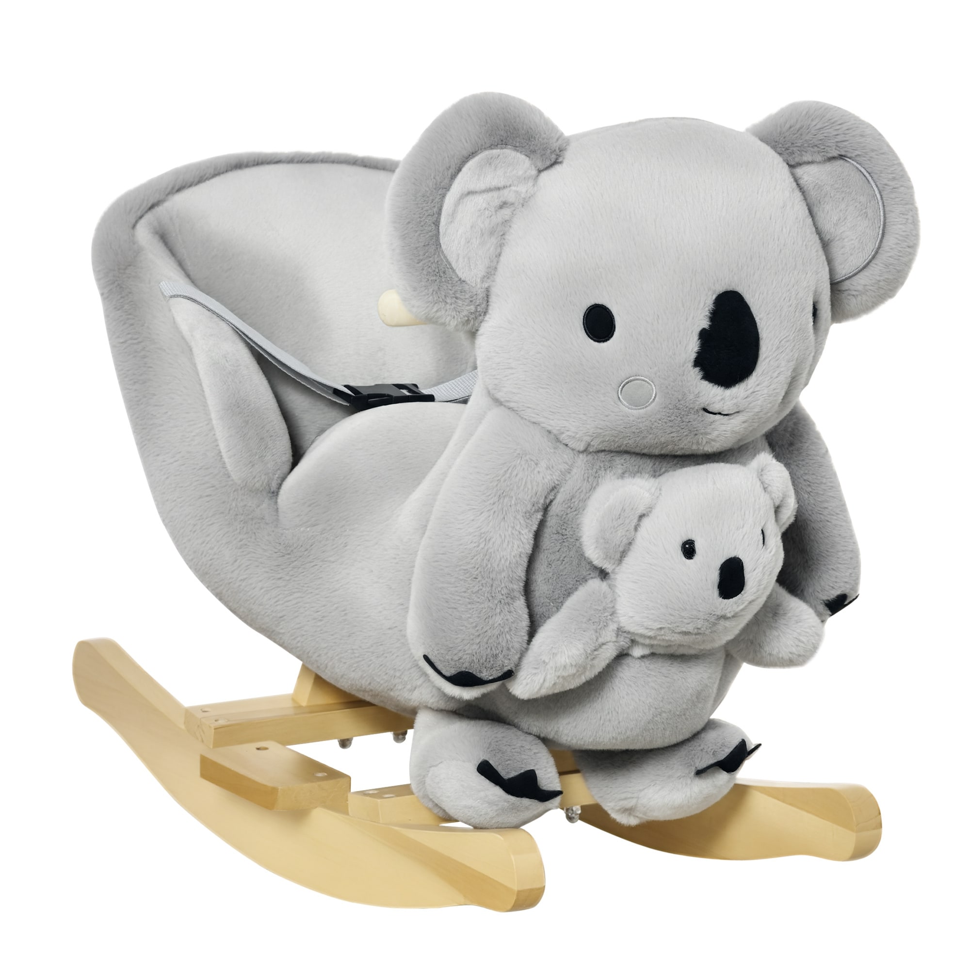 Qaba 330-137 Kids Ride-On Rocking Horse Koala-shaped Rocker with Realistic Sounds for Children 18-36 Months Gray