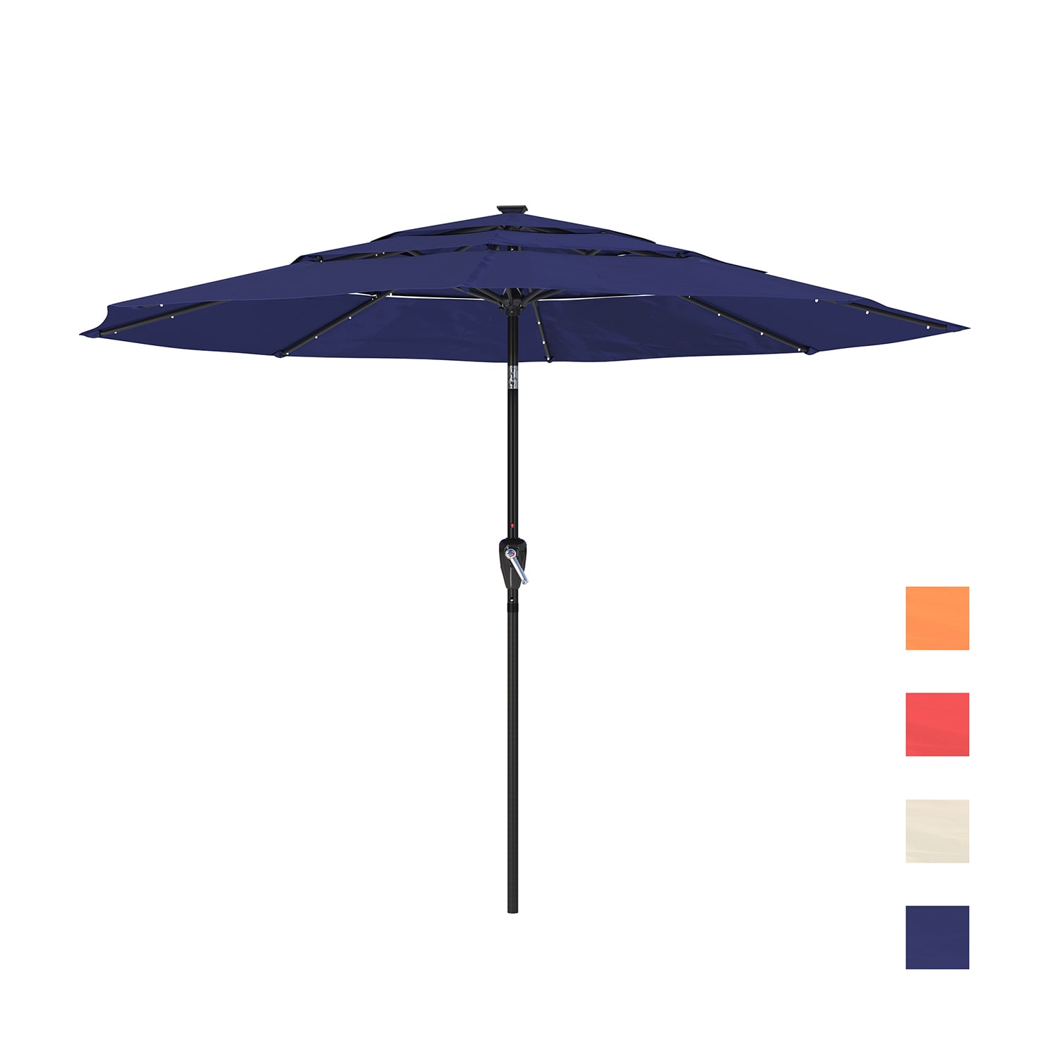 Mondawe 21WF421NY-ED 11-ft Aluminum Navy Push-button Tilt Market Patio Umbrella with Lights