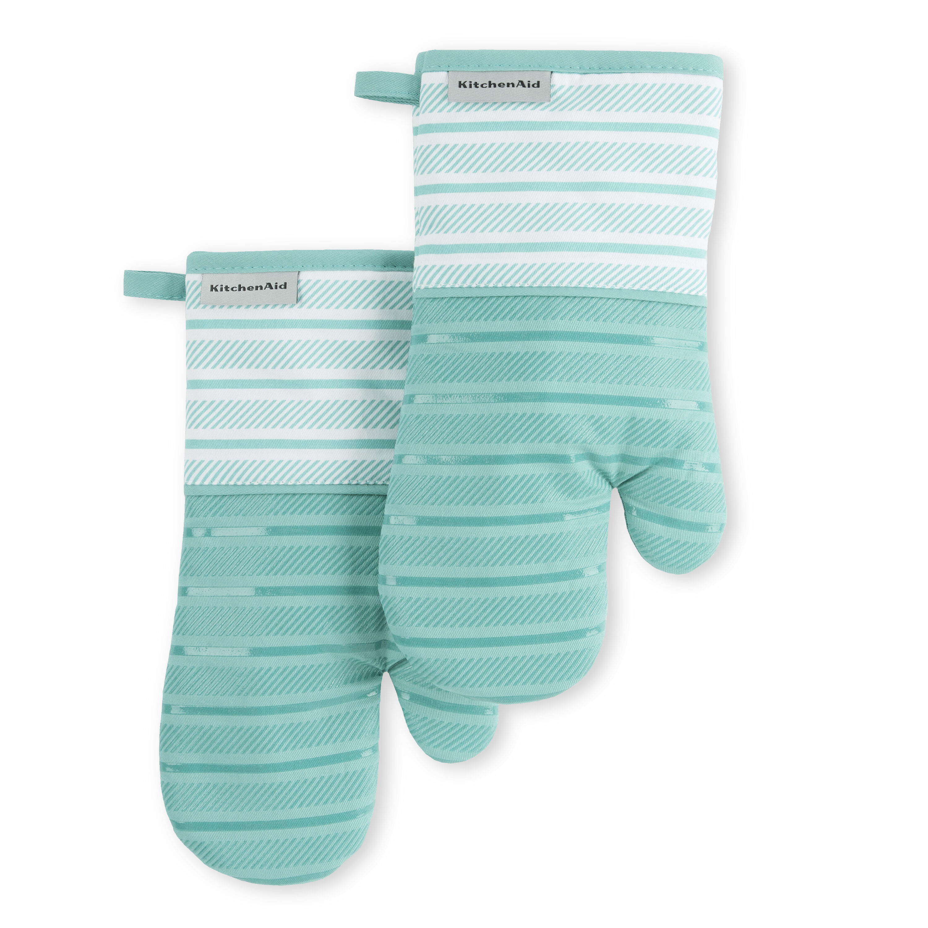 KitchenAid Aqua Sky Cotton Oven Mitt Set - Durable and Heat Resistant -  Slip-Resistant Silicone Grip - Set of 2 Albany Mitts - 7.25x13 Inches in  the Kitchen Towels department at