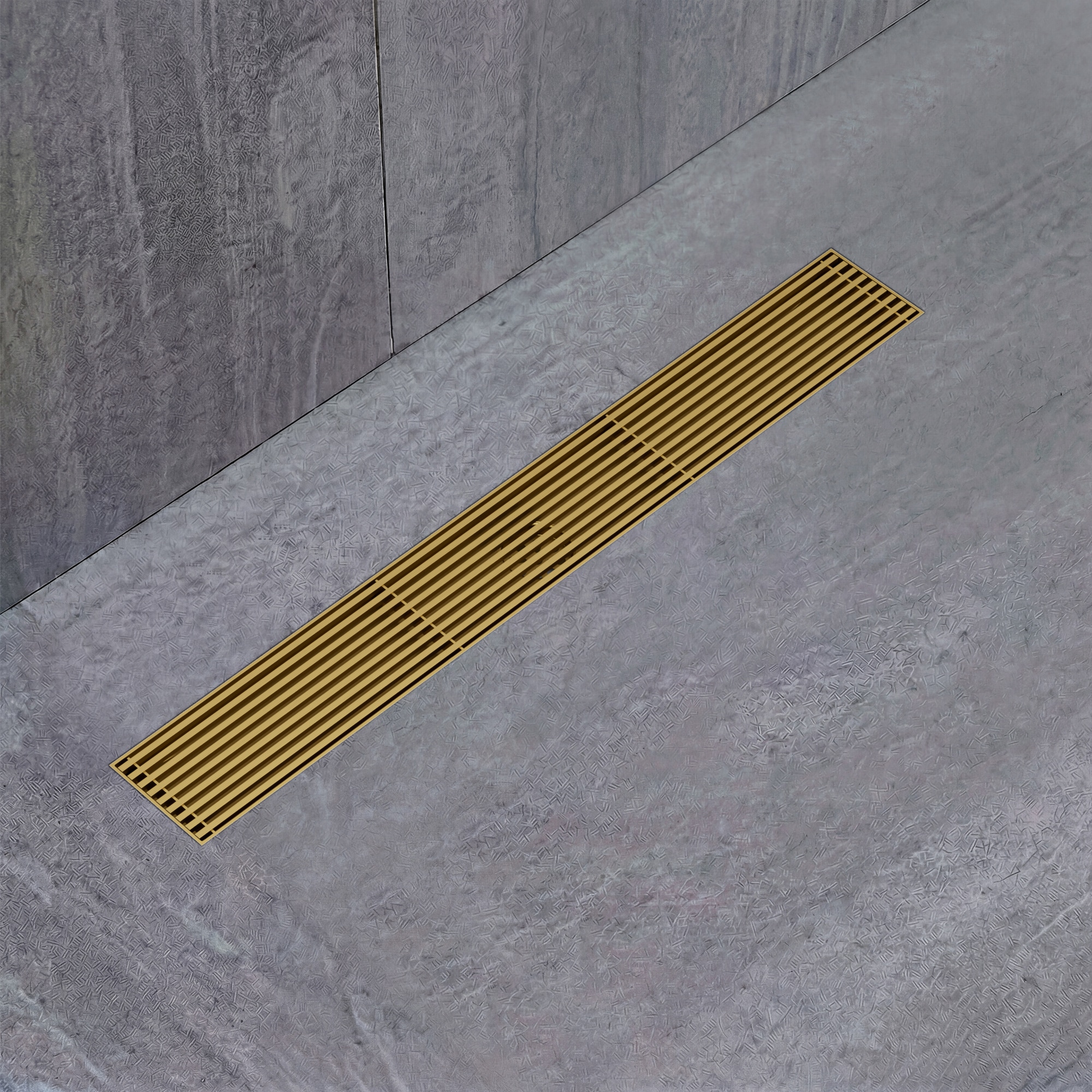 YAWWALK - Brushed Gold 24-in Linear Shower Drain with Grate Cover High Flow 60 L/min