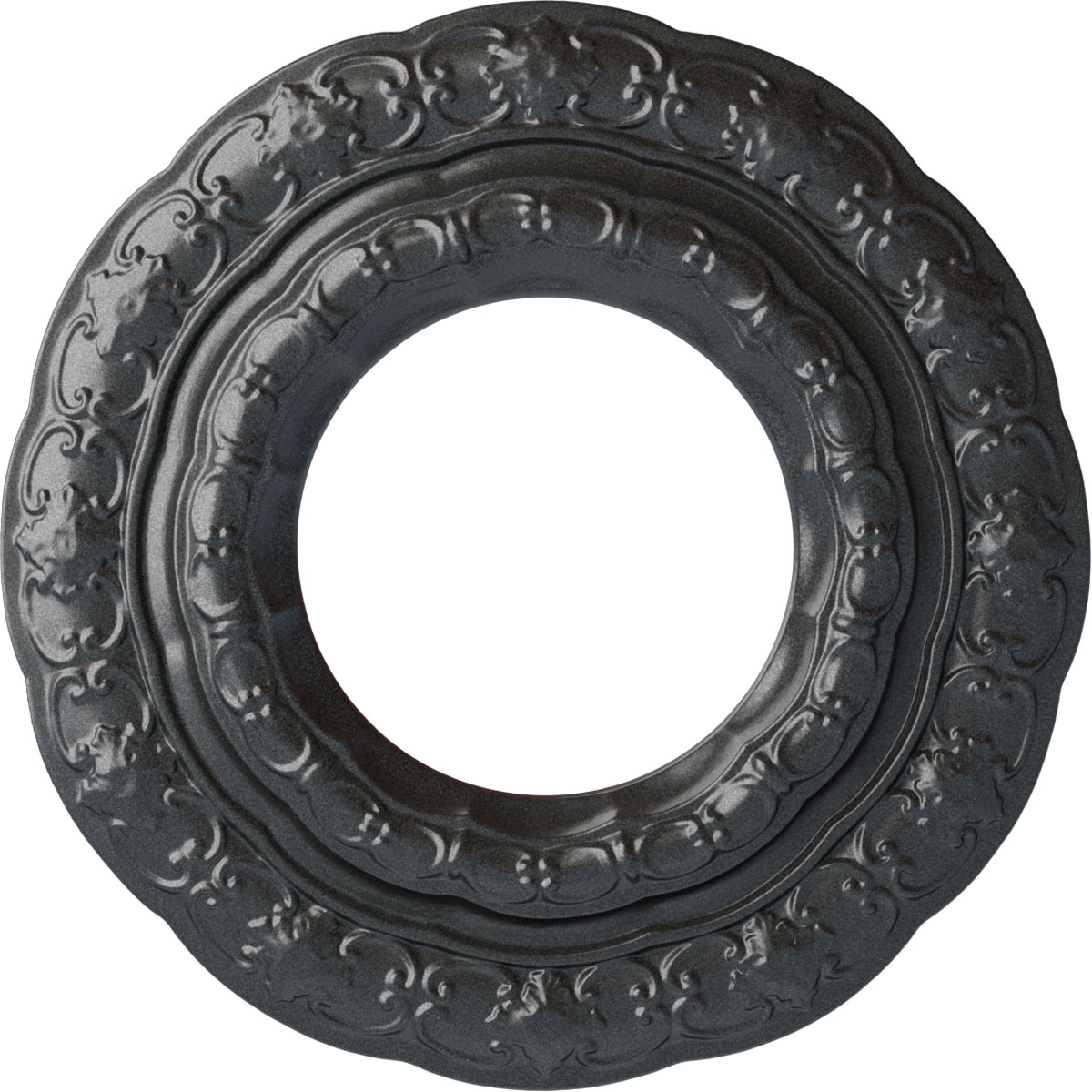 Ekena Millwork CM15LIPES Lisbon 15.375-in W x 15.375-in L Painted Pewter Polyurethane Whole Ceiling Medallion