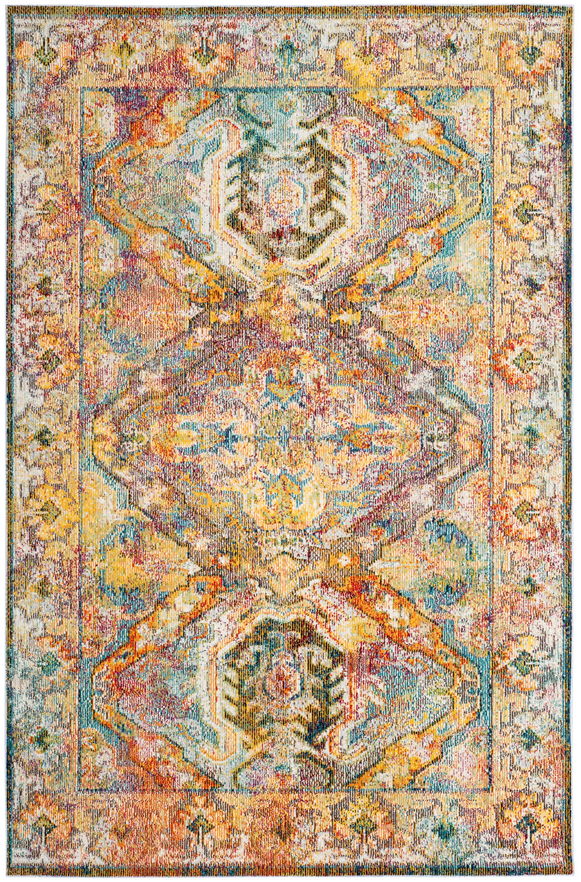 Reversible Hand-Knotted Light Blue Floral Synthetic Area Rug