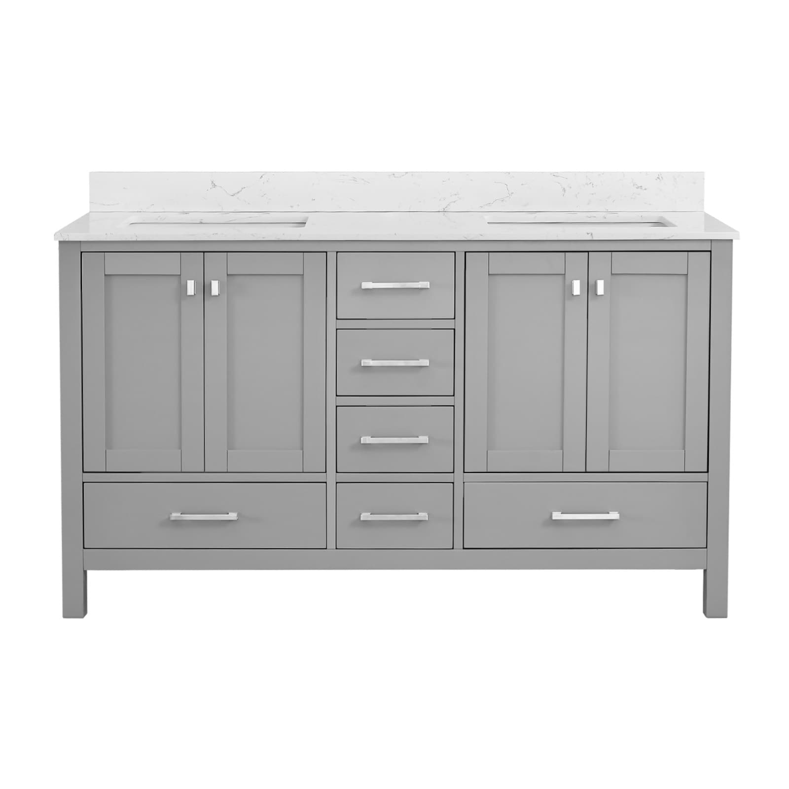 Dexmalle  60-in Green Undermount Double Sink Bathroom Vanity with Carrera White Stone Top