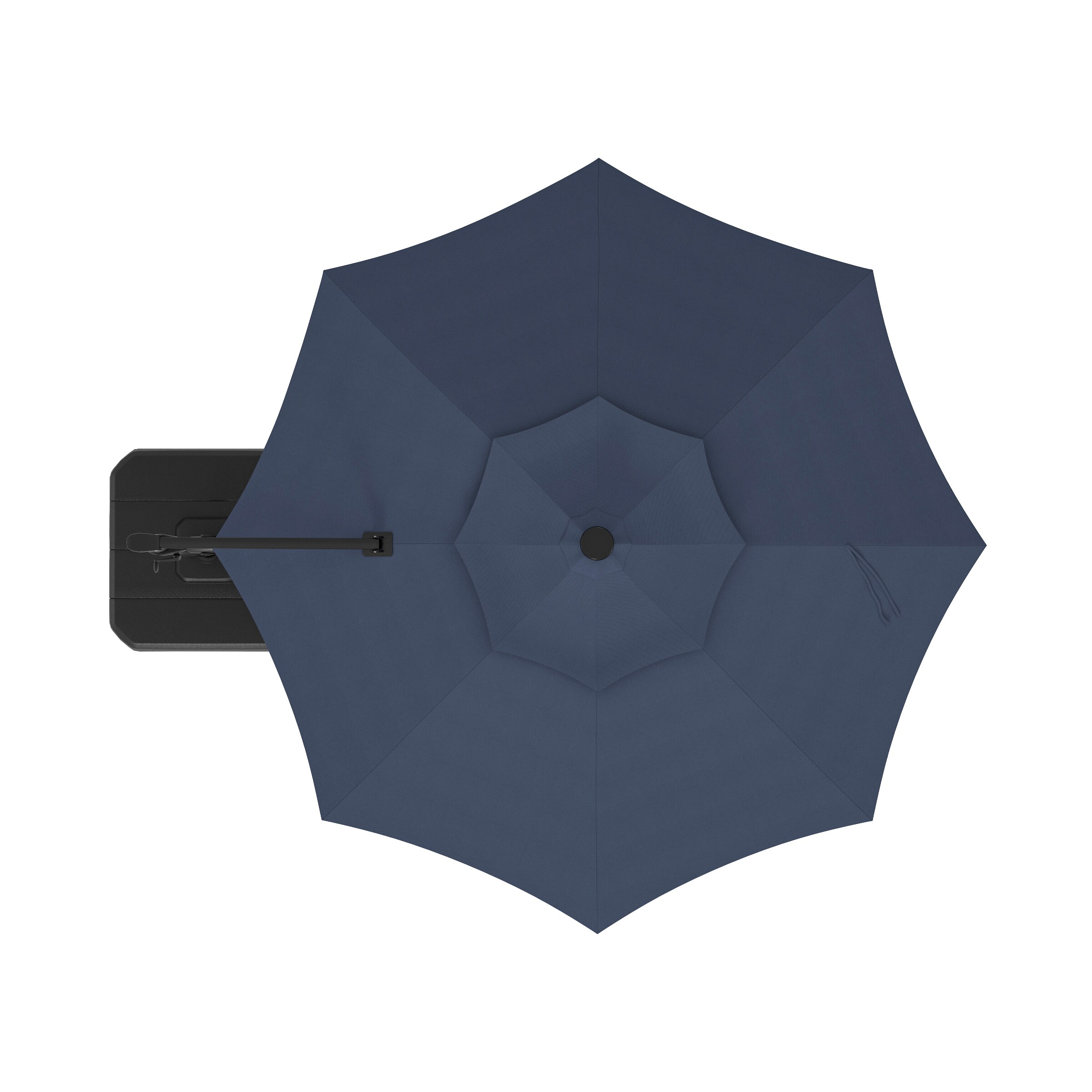 allen + roth 11-ft Aluminum Blue Crank Offset Patio Umbrella with Lights with Base