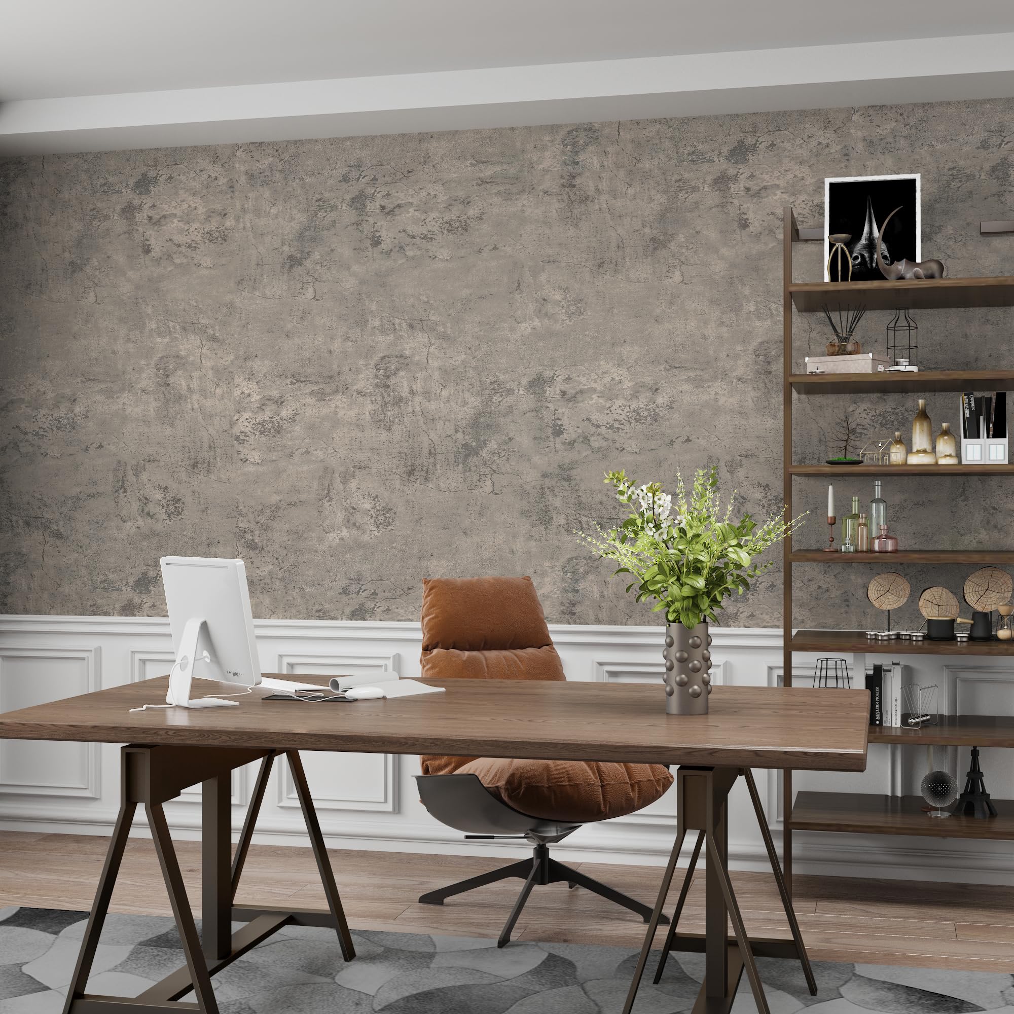 WZKZLH 48 x 79 in Peel and Stick Concrete Wallpaper Thick Waterproof ...