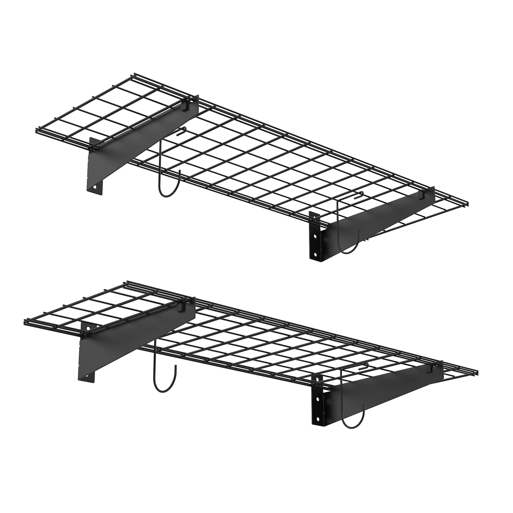 Oyezvary  2 Pack Wall Mounted Wire Shelves 15 by 45 Inches Heavy Duty Steel Garage Storage Shelving Black durable home and garden accessory
