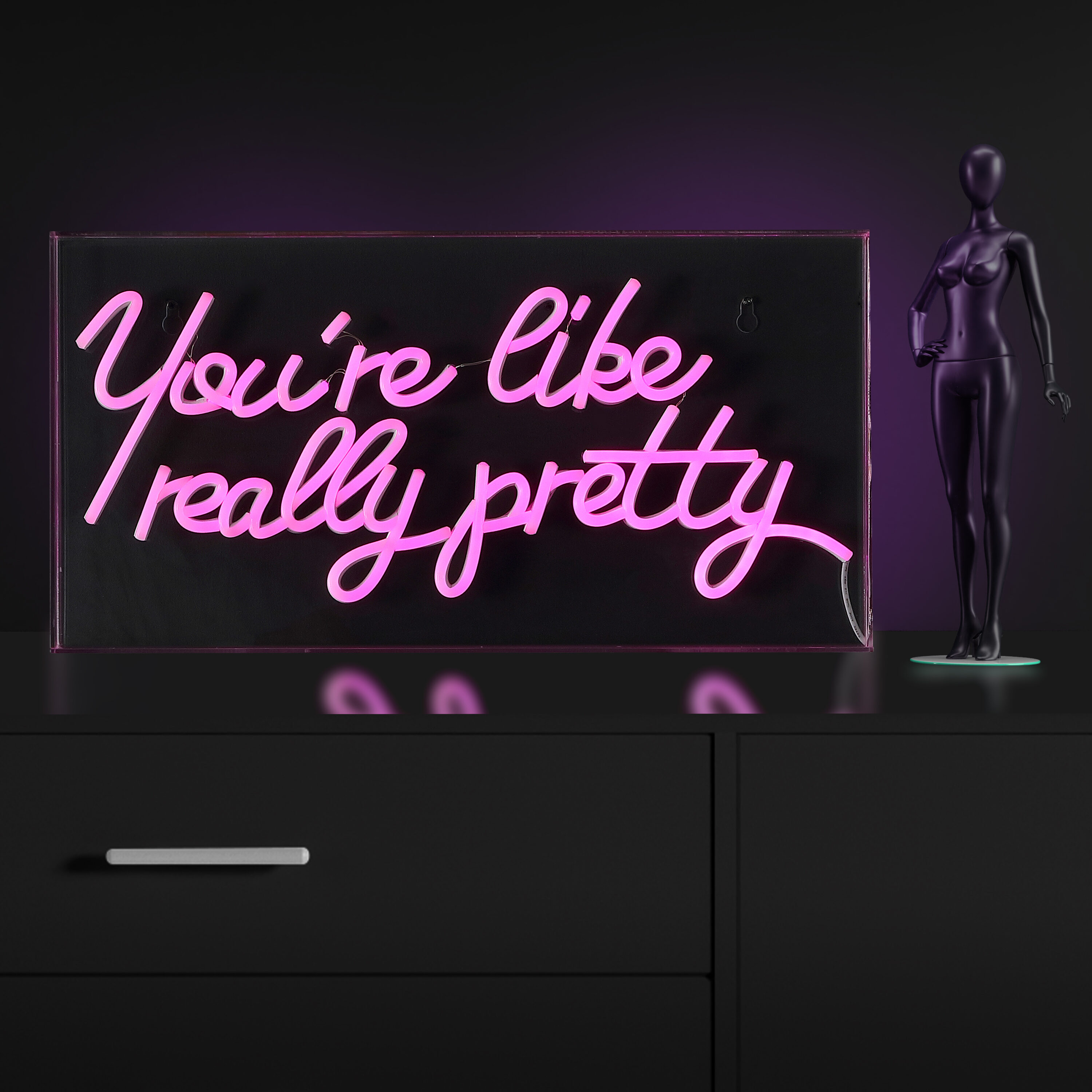 Pink Acrylic USB LED Neon Light Box Sign
