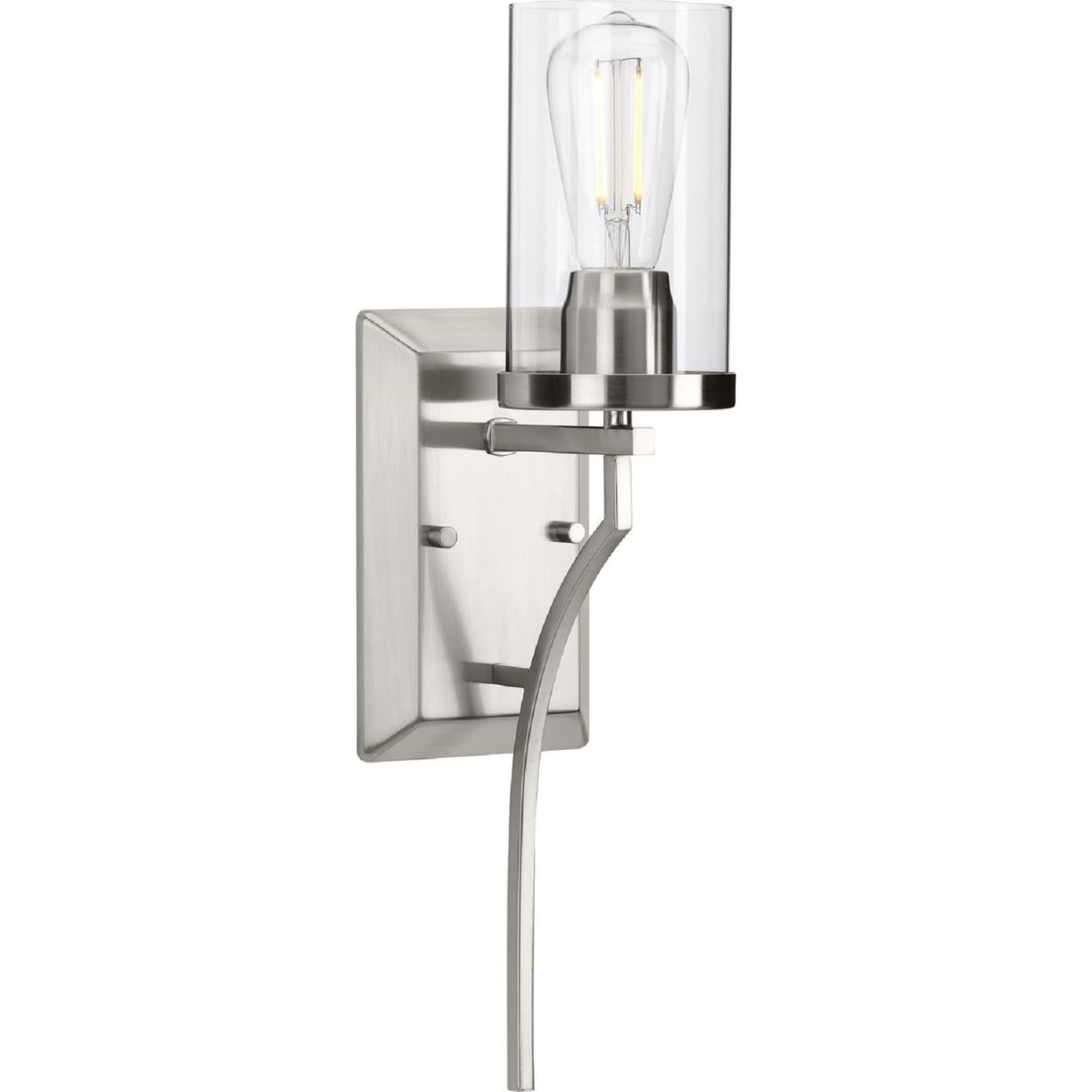 Brushed Nickel 19.25" Wall Sconce with Clear Glass Shade