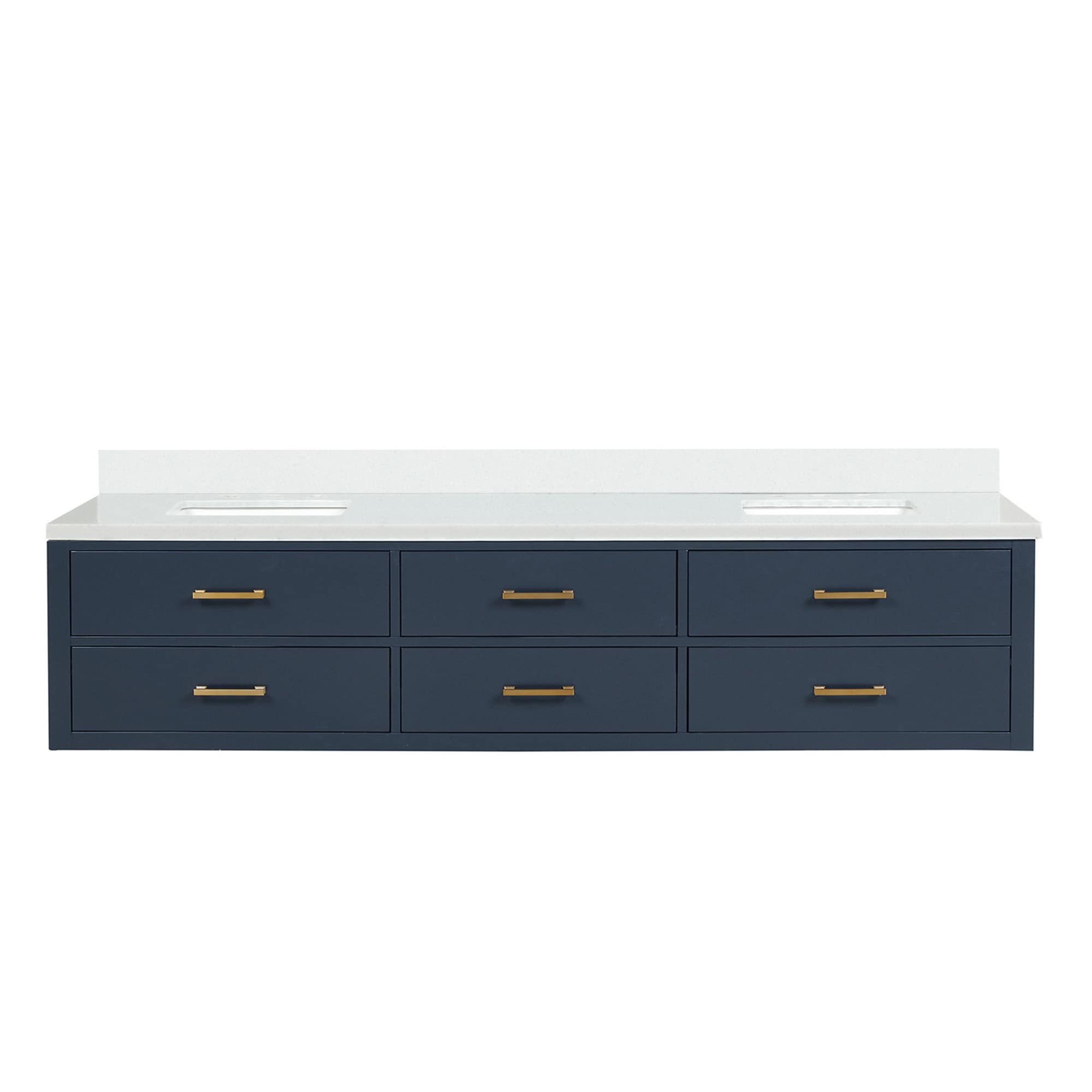 Lexora LVSO84DE200 Southold 84-in Blue Undermount Double Sink Bathroom Vanity with White Quartz Top