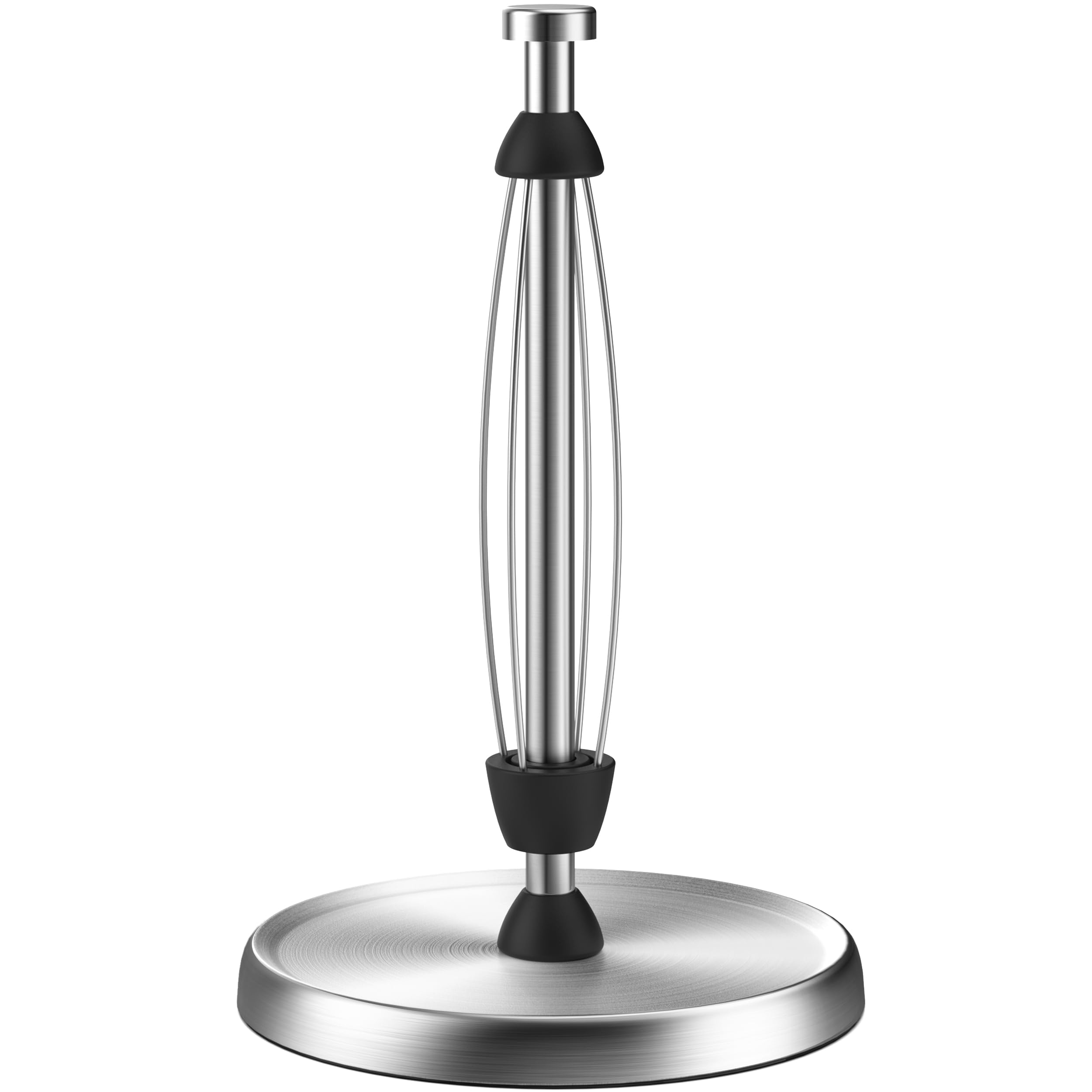 Atensils  Countertop Paper Towel Holder with Ratchet Mechanism 2 lb Weighted Base Stainless Steel Free Standing Roll Stand for Kitchen and Bathroom