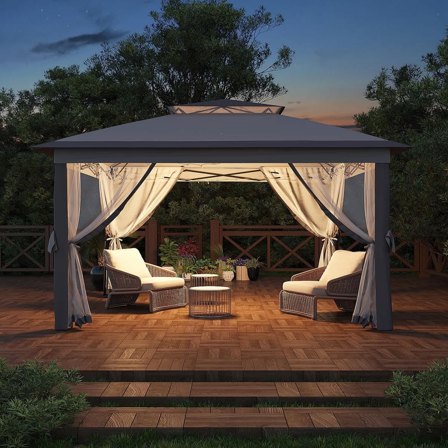 Qeetex LSHQQPHO-33C8B7LY 11x11 Pop Up Canopy Tent with Mosquito NetWaterproof  UV Resistant Outdoor GazeboGay