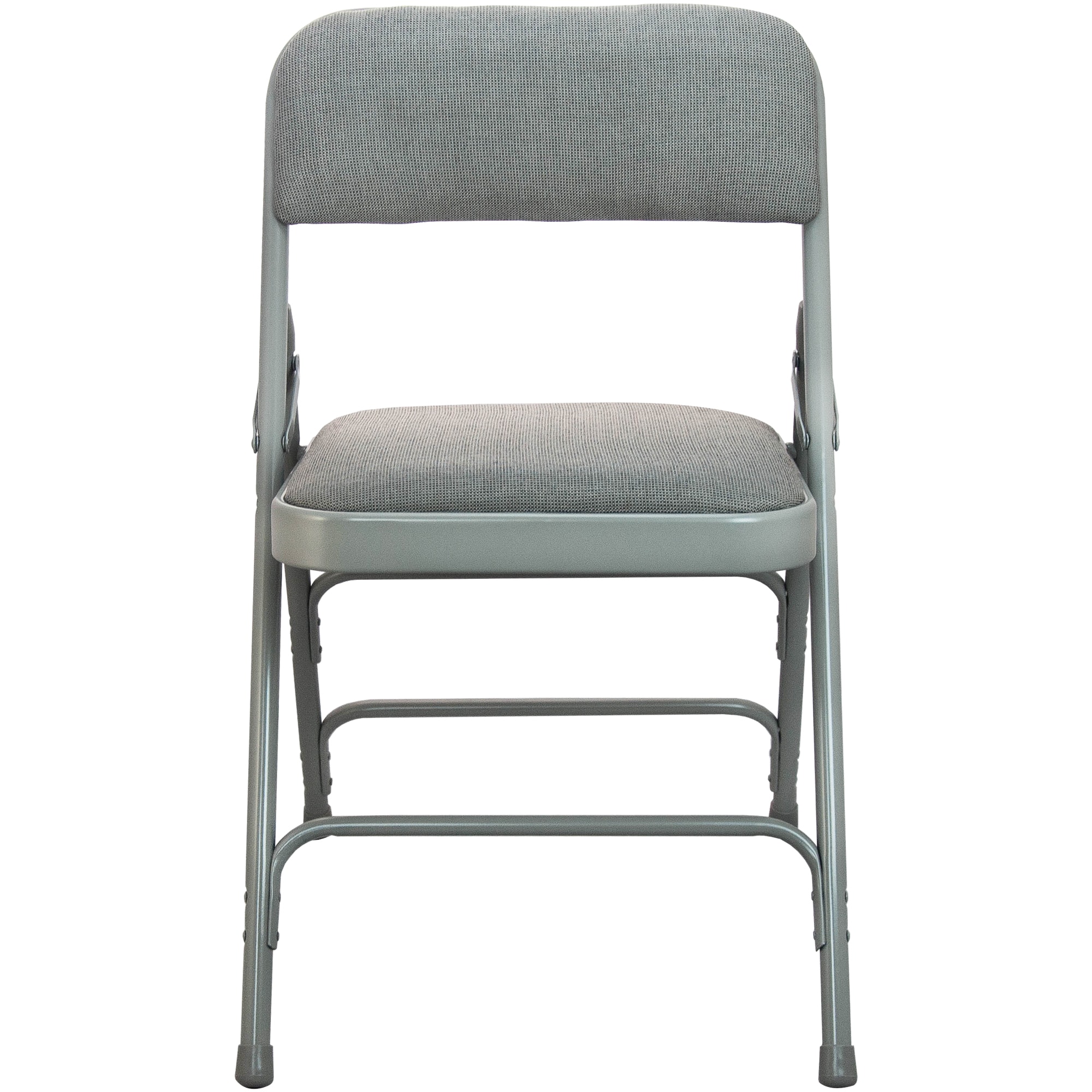 Gray Padded Metal Folding Chair with Fabric Seat