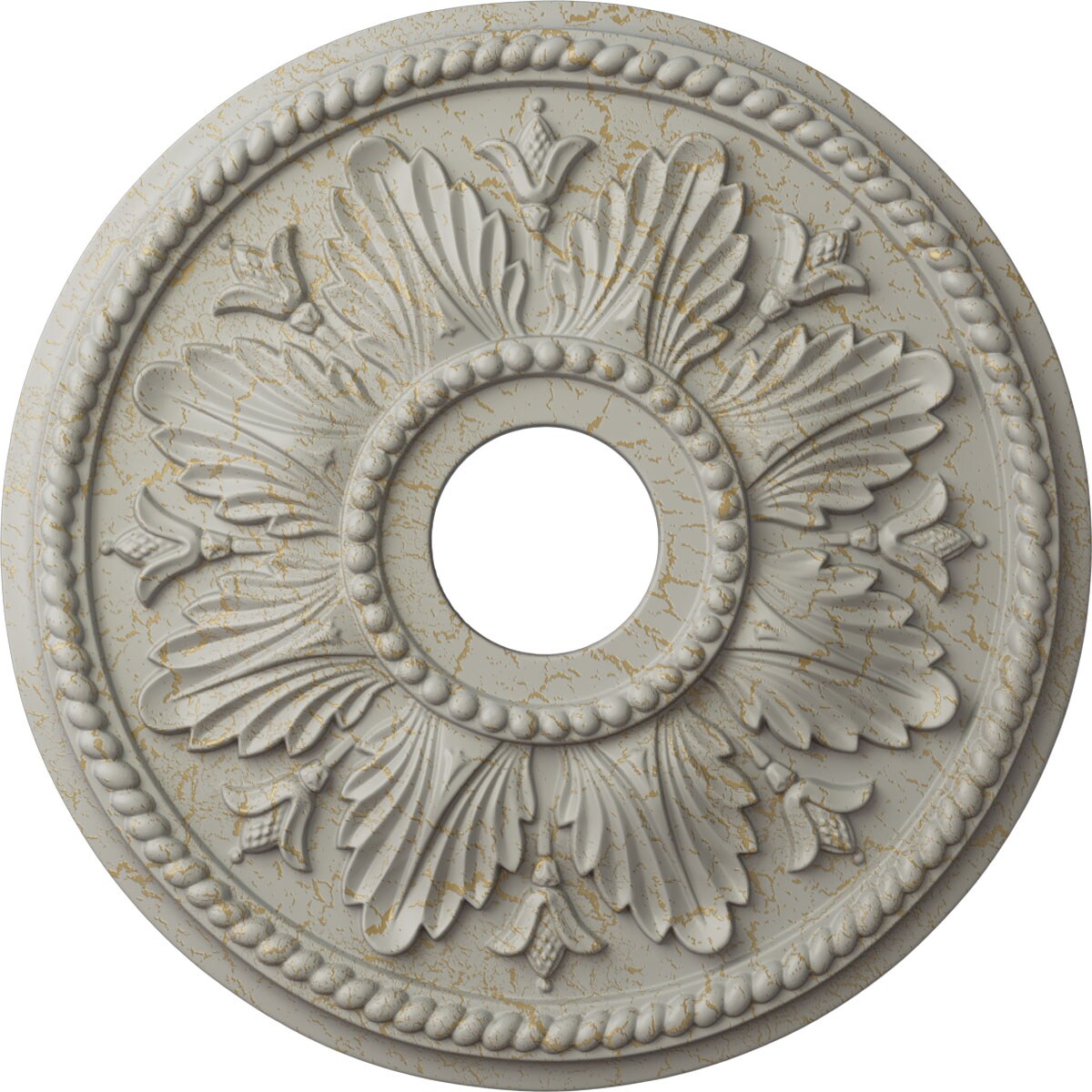 Ekena Millwork CM18ED1PCC Edinburgh 18.125-in W x 18.125-in L Painted Pot Of Cream Crackle Polyurethane Whole Ceiling Medallion