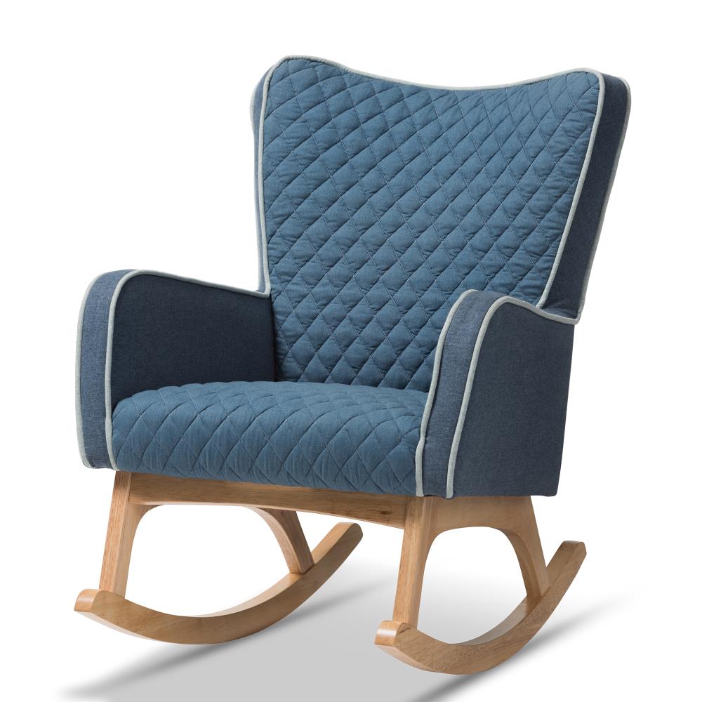 Baxton Studio Zoelle Midcentury Blue Linen Accent Chair in the