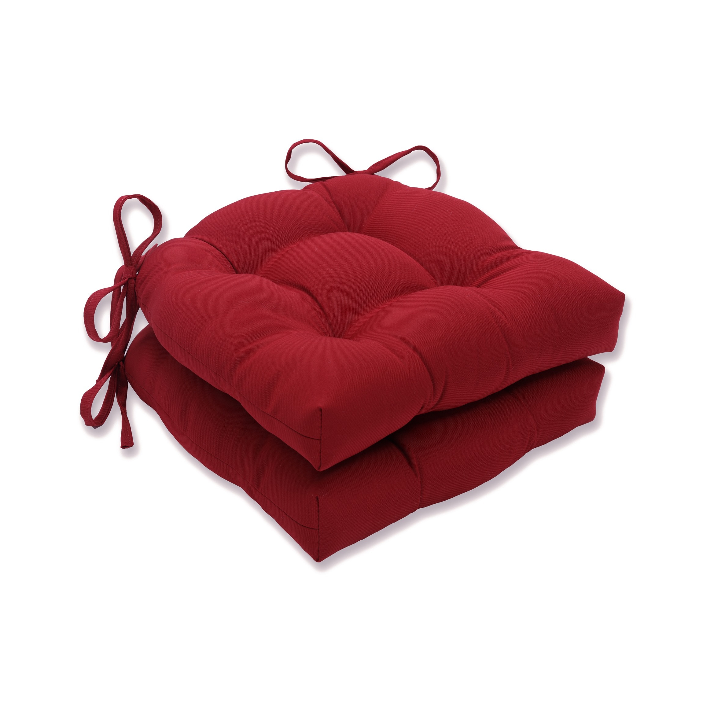 Pillow Perfect 649825 Pompeii Red 17.5-in x 16.5-in 2 -Piece Red Patio chair cushion