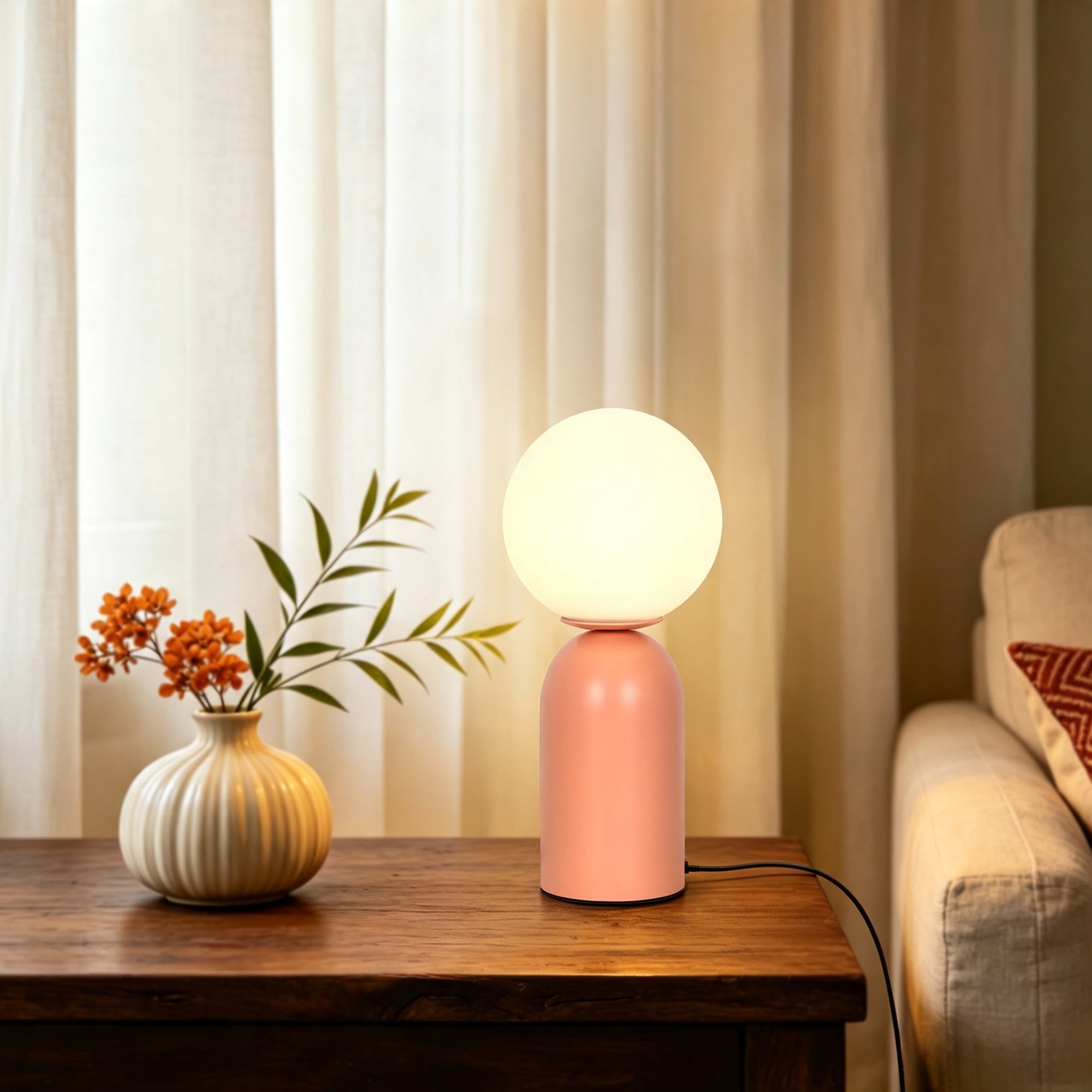 ZEVNI - 12.9-in Pink LED On/Off switch Uplight Table Lamp with Glass Shade