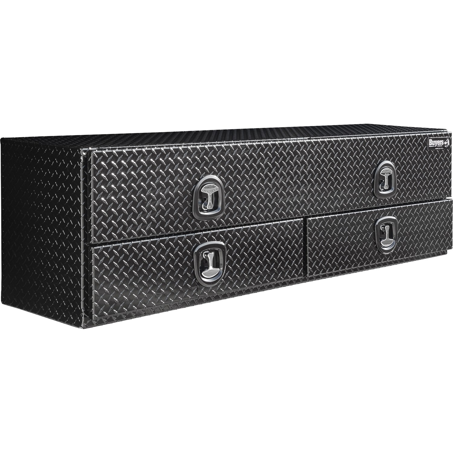 Buyers Products 1721683 18-in x 88-in x 21-in Gloss Black Diamond Tread Aluminum Top mount Truck Tool Box