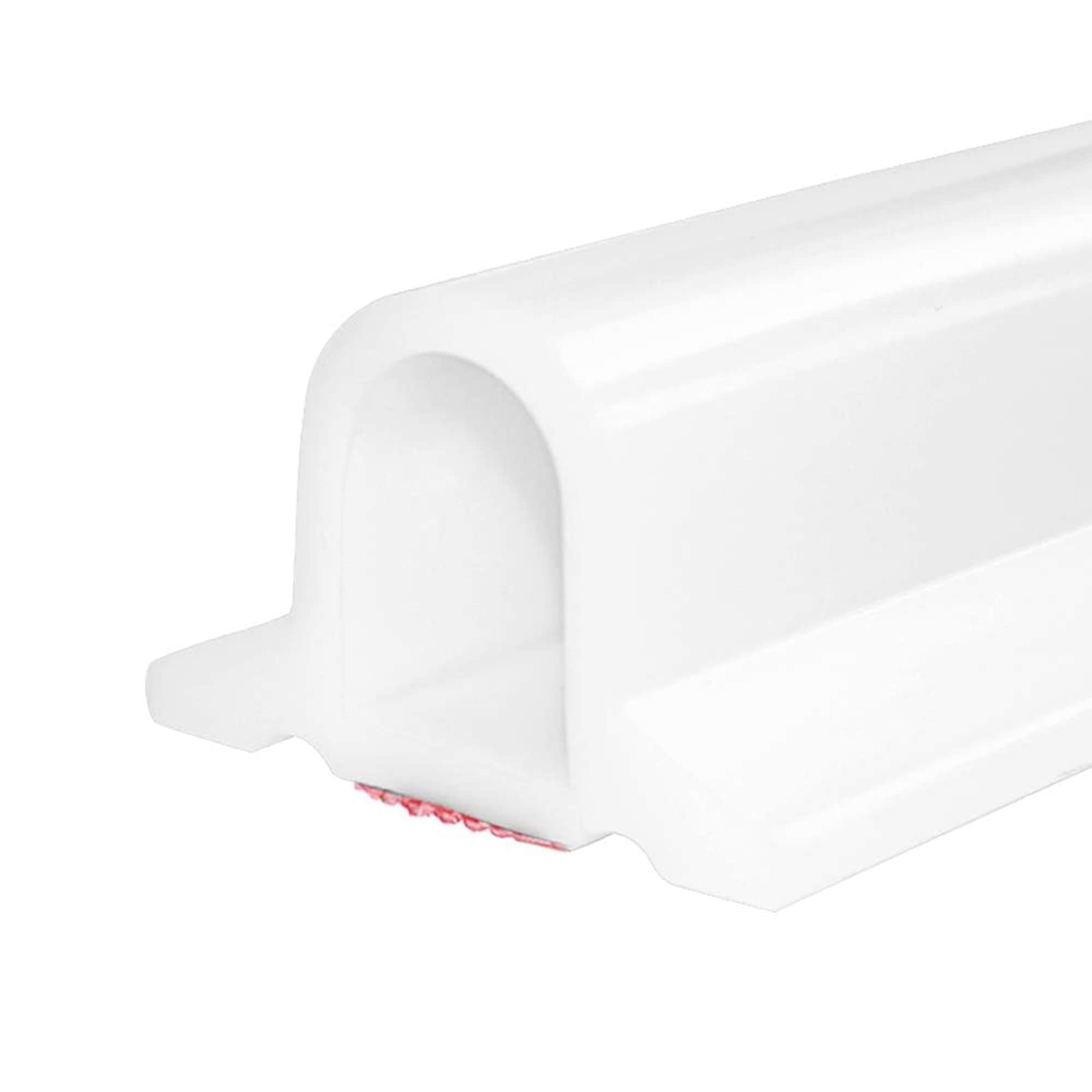Angel Sar 67 in Collapsible Shower Threshold Water Dam Silicone Barrier for Wheelchair Accessible ADA Handicap Showers Bathroom White