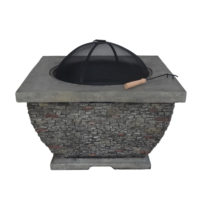 Best Selling Home Decor 32 25 In W Grey Cement Wood Burning Fire Pit In The Wood Burning Fire Pits Department At Lowes Com