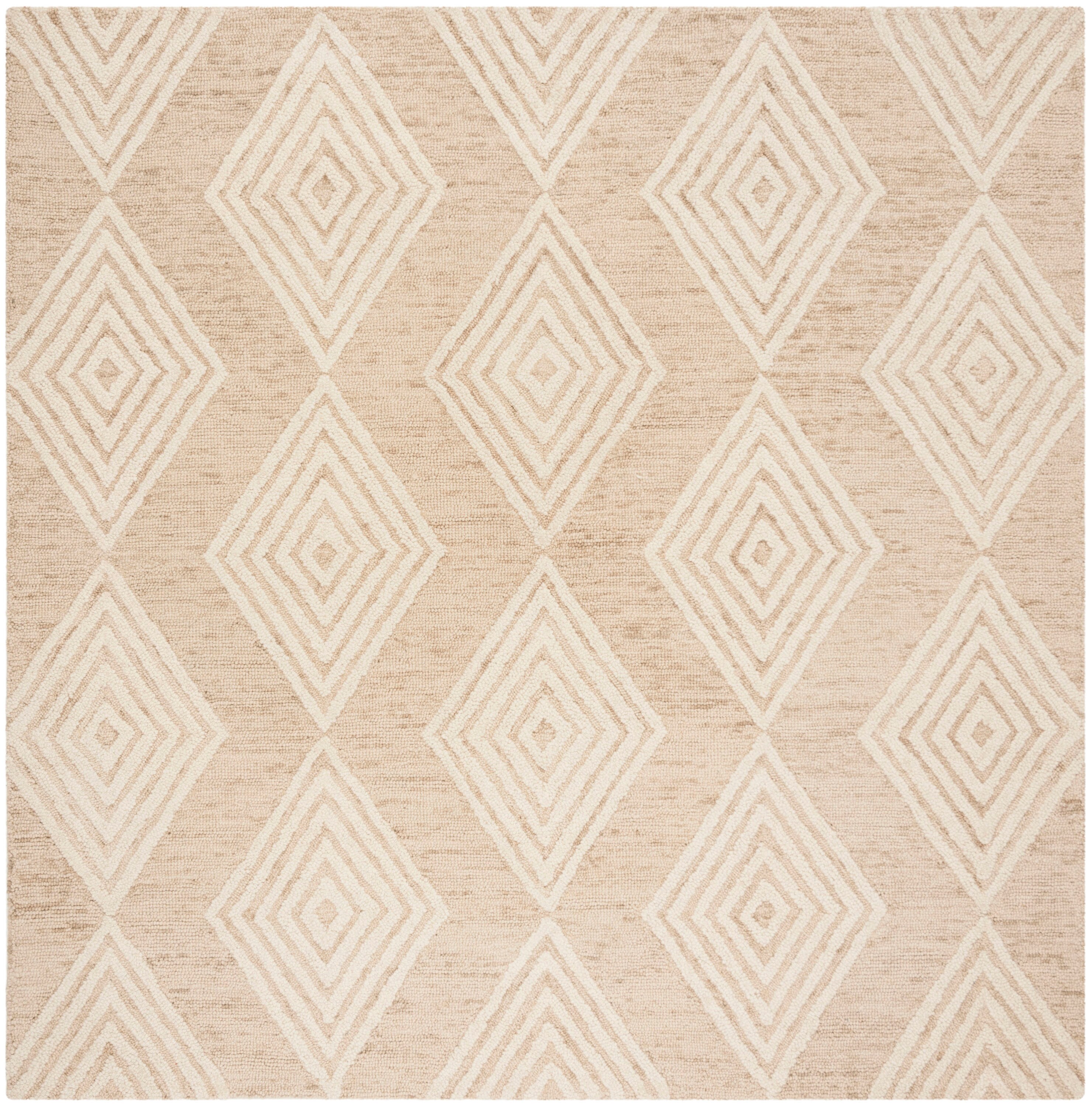 Safavieh BLM111B-6SQ Blossom Madora 6 x 6 (ft) Tufted Wool Beige/Ivory Square Indoor Geometric Farmhouse/Cottage Area rug