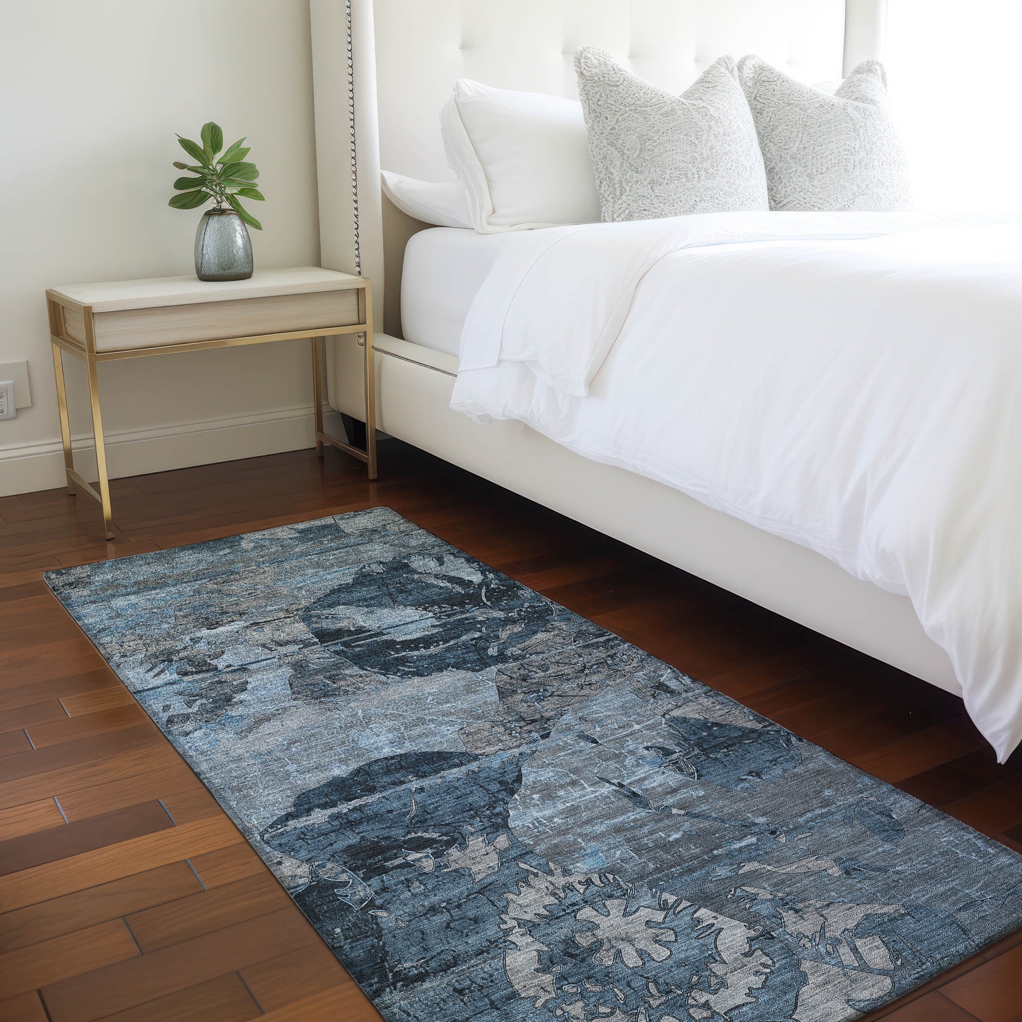 Addison Rugs ACN555DN2X8 Chantille ACN555DN 2 x 7 (ft) Polyester Denim Rectangular Indoor/Outdoor Abstract Machine washable Area rug