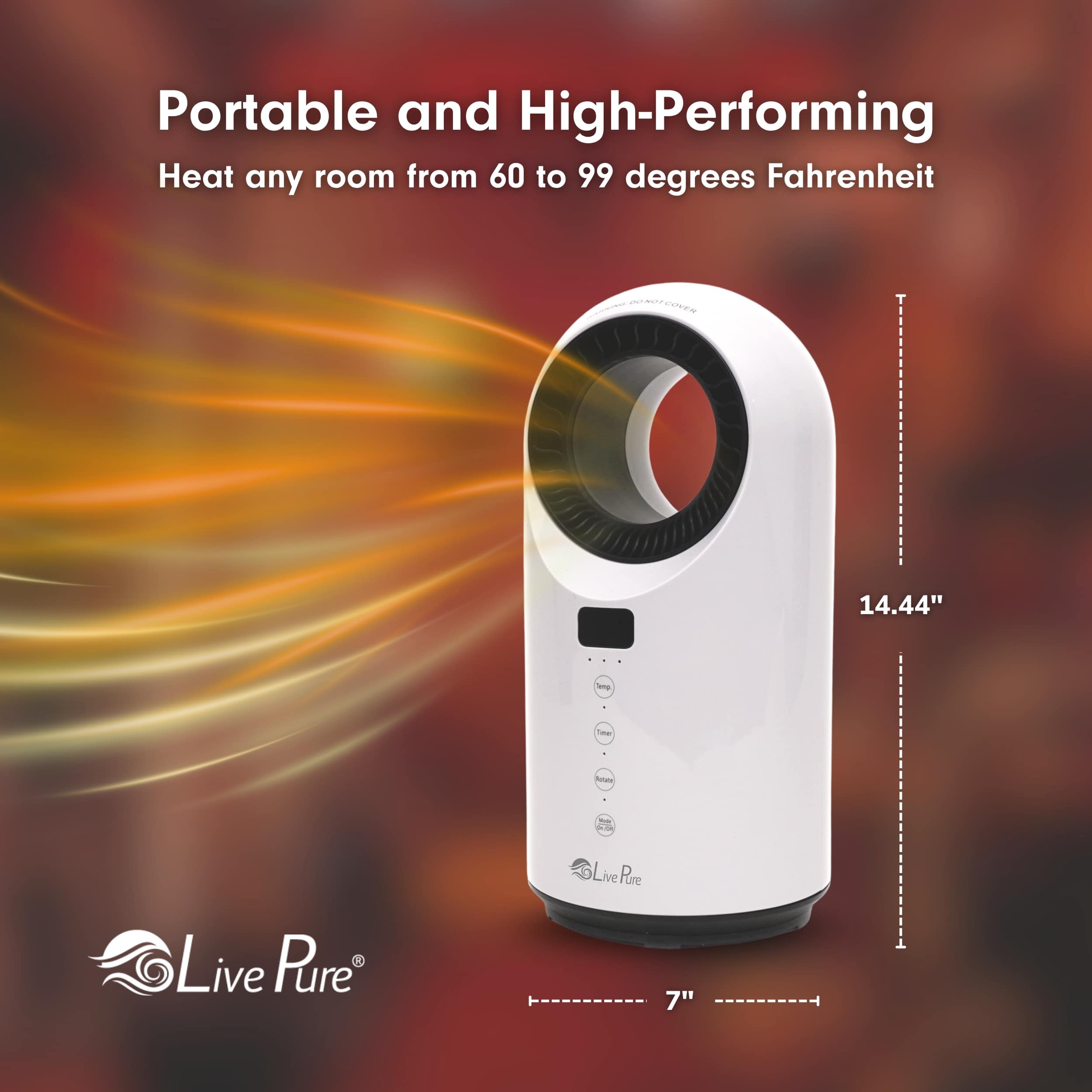LivePure LP2200 Turbine Vortex Auto-Duster 1500W Ceramic Heater