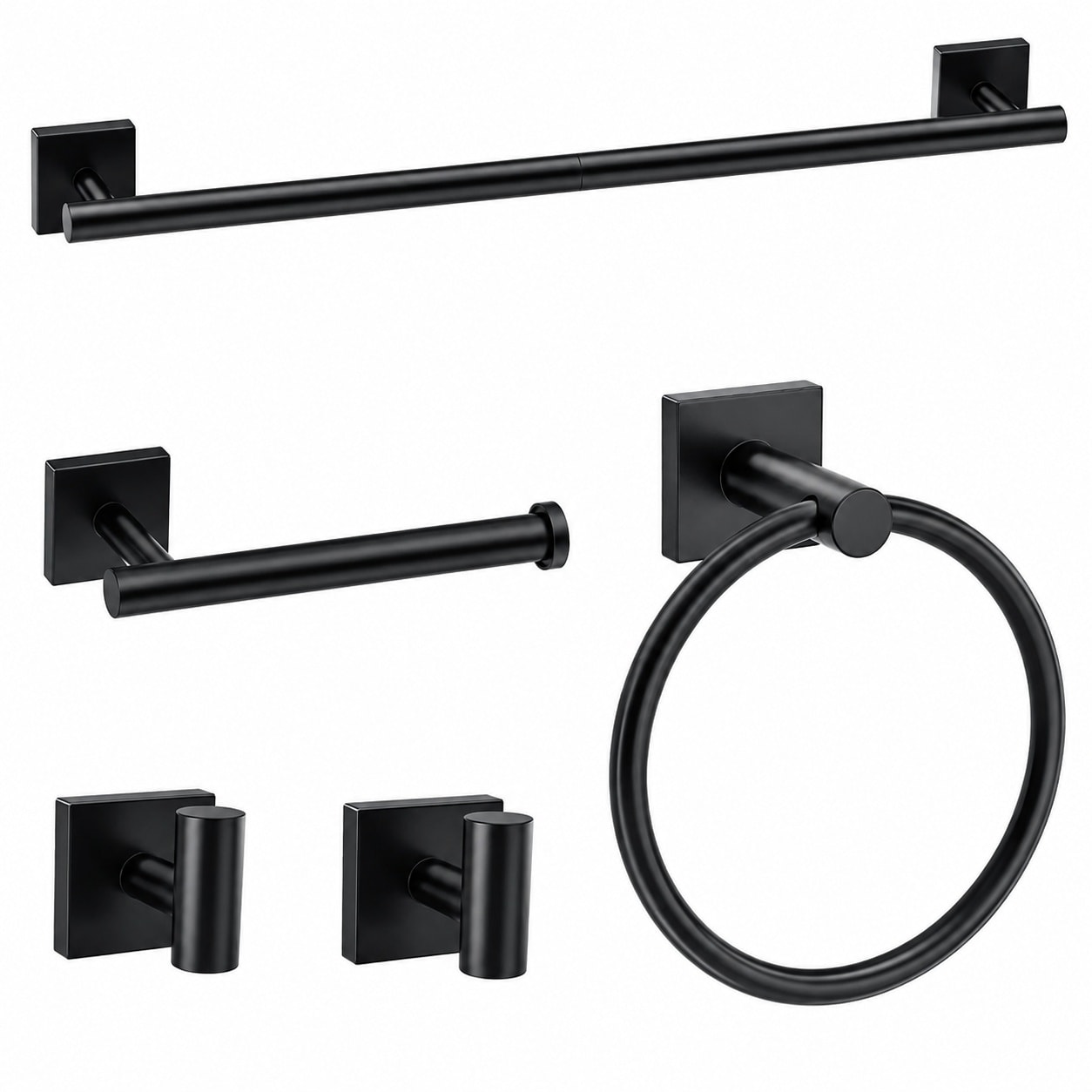 Aoibox  5 Piece Matte Black Bathroom Hardware Set 304 Stainless Steel Wall Mounted Towel Bar 23 6 in W Set Kit