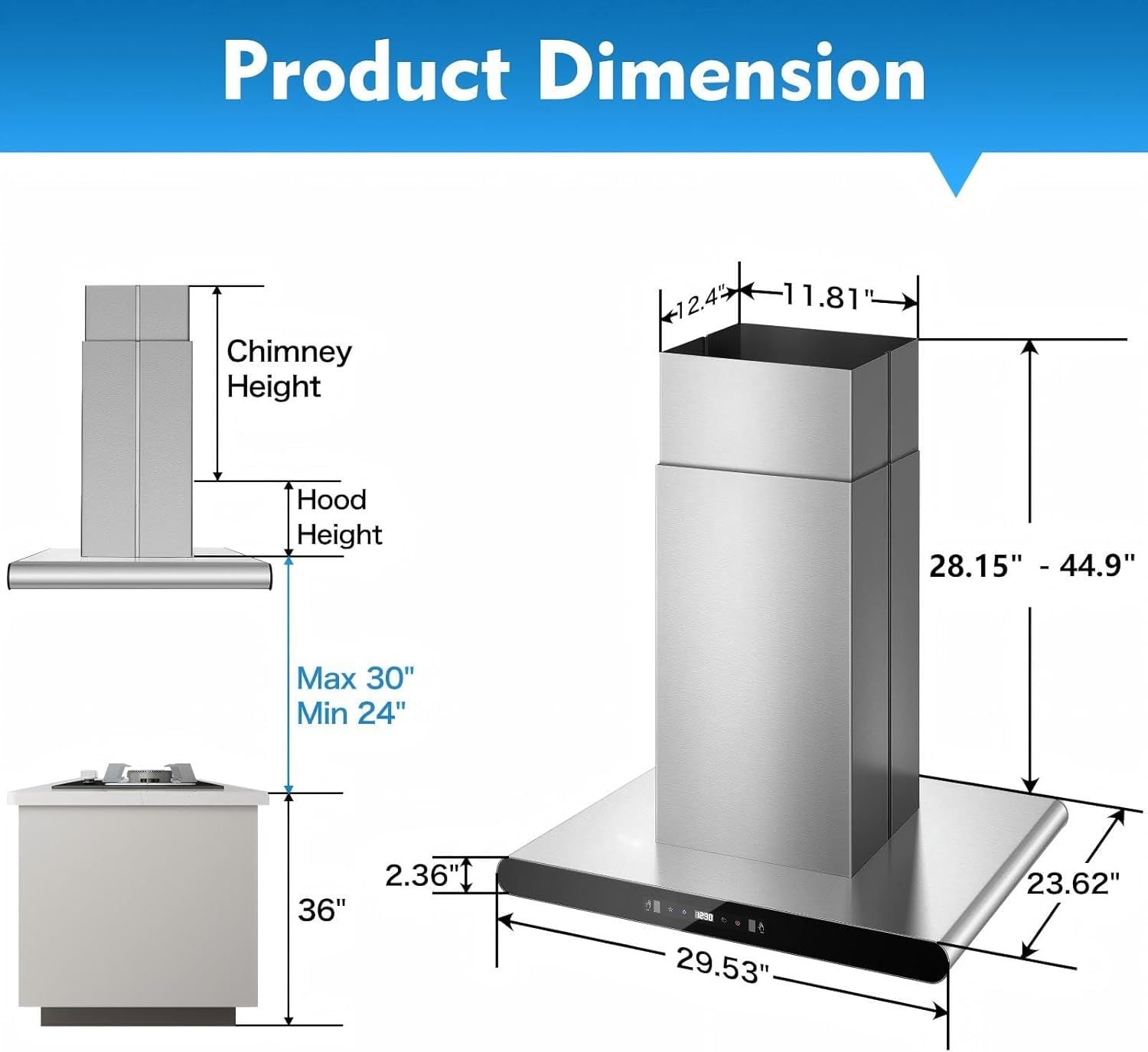 CESICIA RBI-68 Wall-Mounted-Range-Hoods - View #4