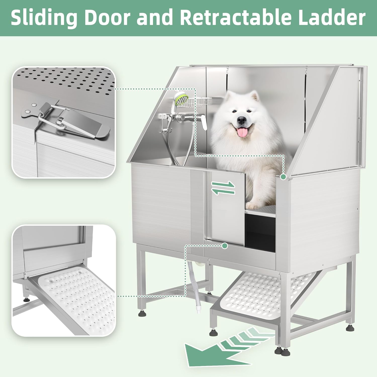 AECOJOY Professional Stainless Steel Dog Washing Station for Large