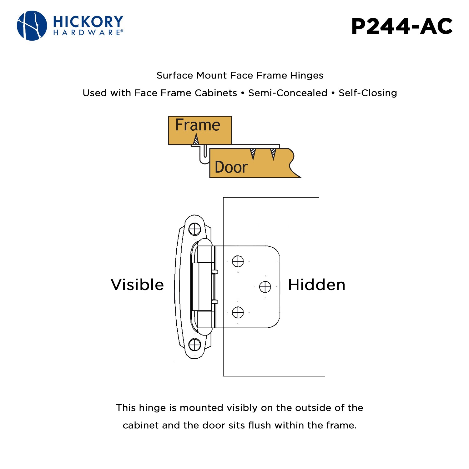 Hickory Hardware P244-AC-25B Cabinet-Hinges - View #6