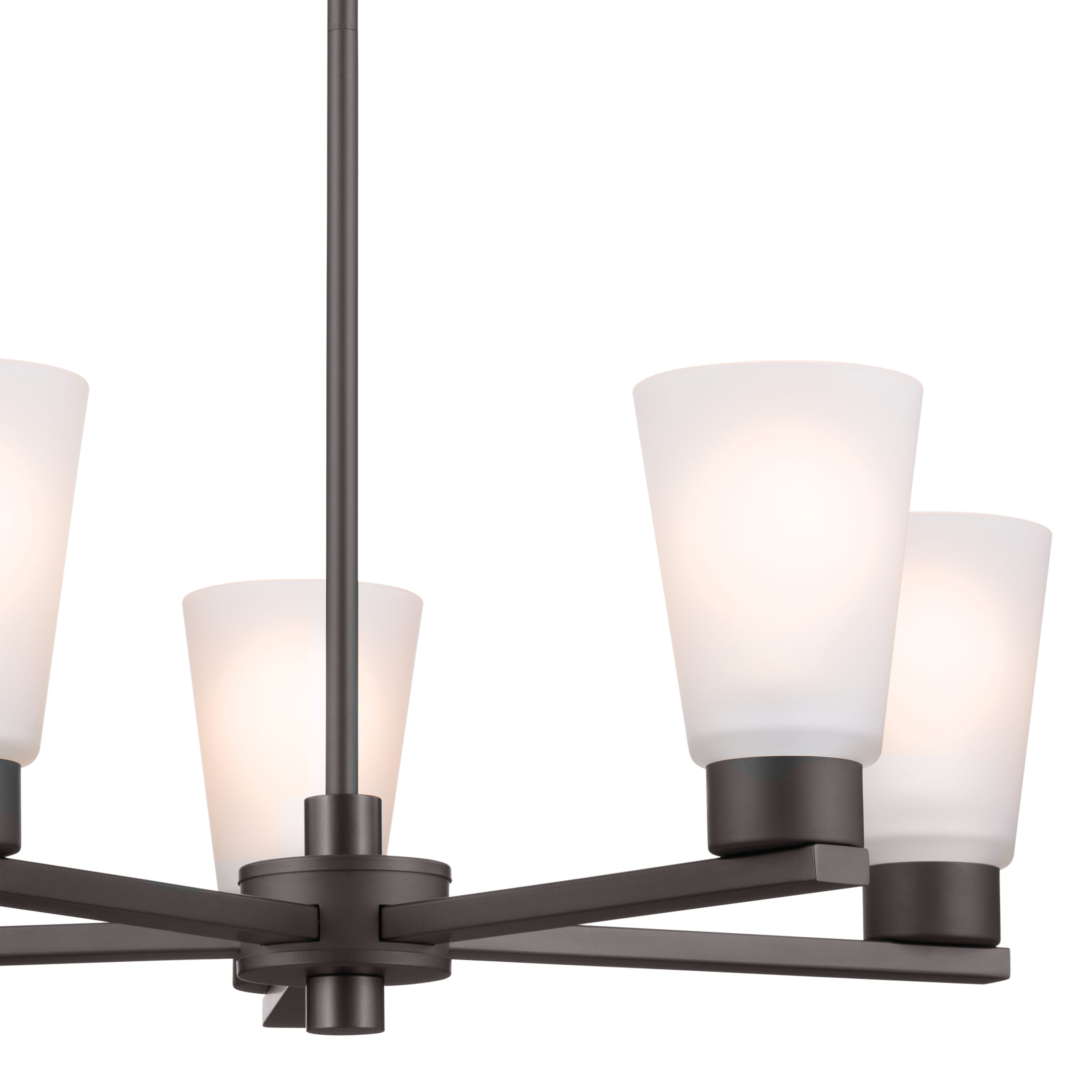 Stamos 24" Olde Bronze 5-Light Chandelier with Satin Etched Glass Shades