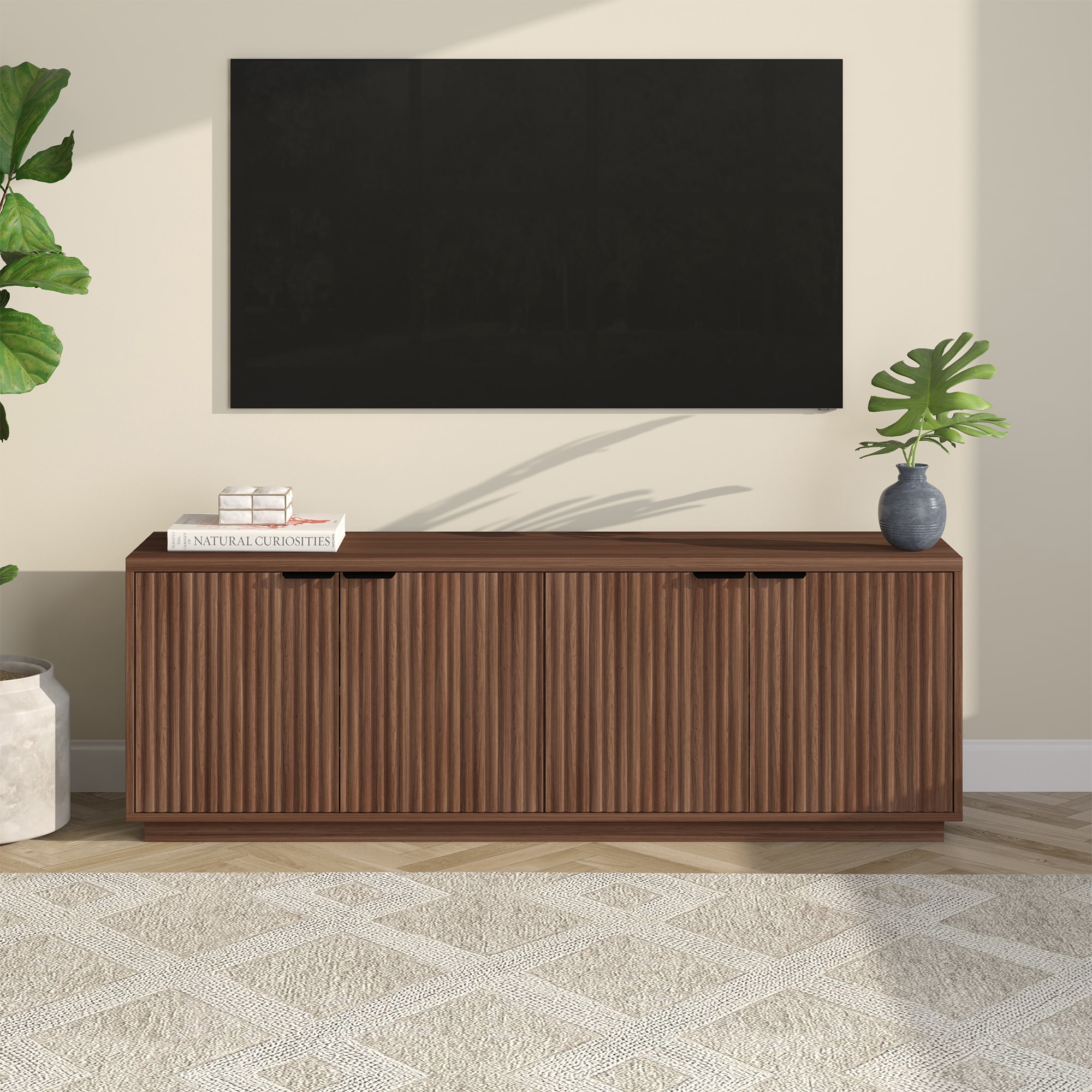 Hailey Home TV2311 Mansfield Transitional Satin Walnut TV stand ( Accommodates TVs more than 70-in )
