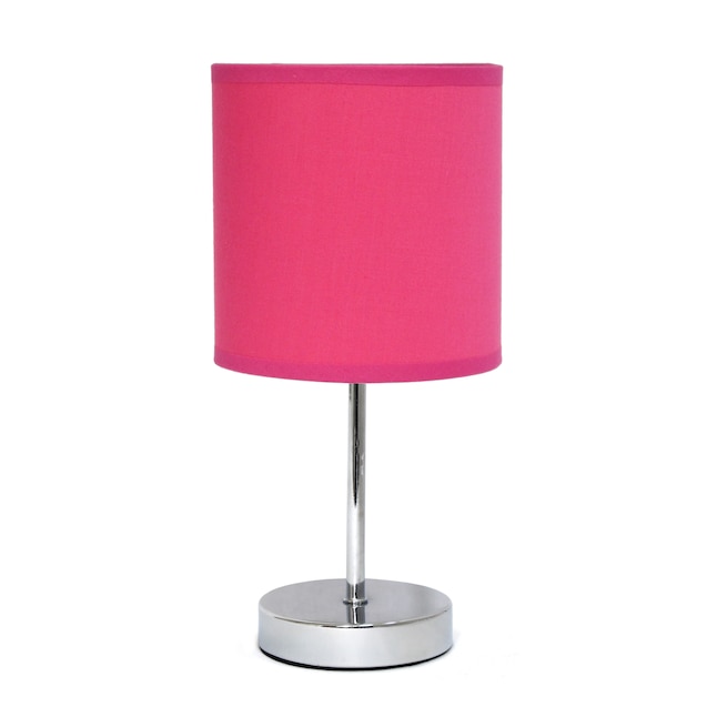 Hot Pink Table Lamp With Fabric Shade, Simple Designs Mini Egg Oval Ceramic Table Lamp