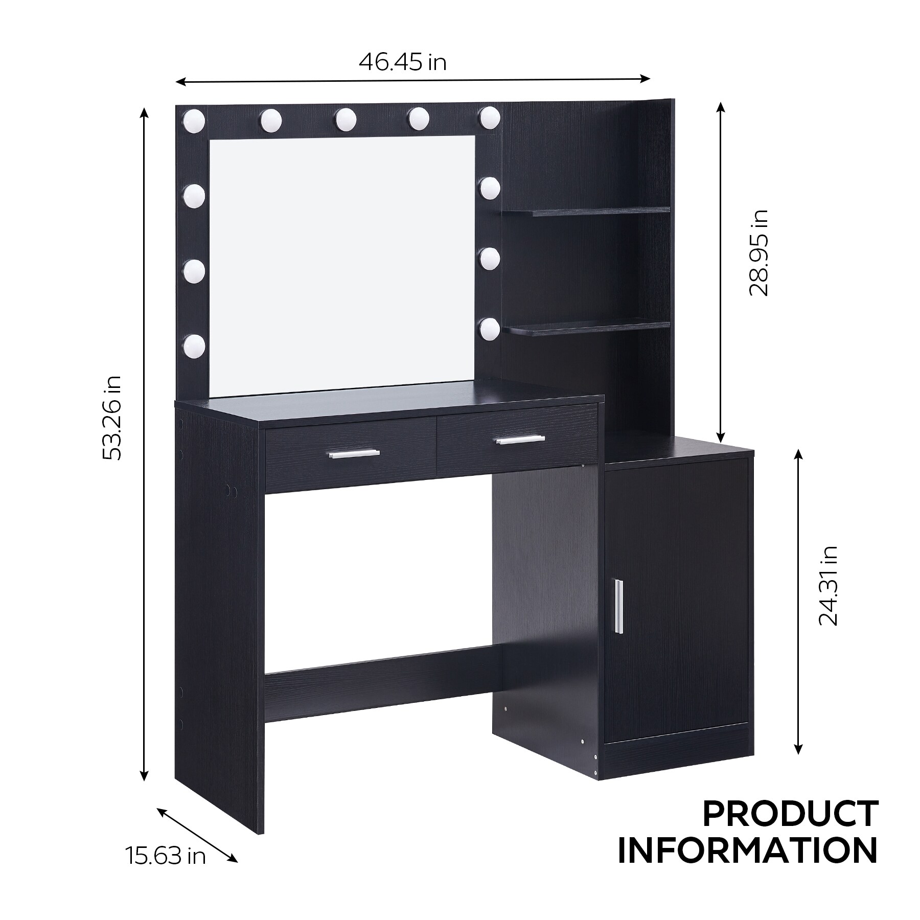 SINOFURN SYC080021BK Bedroom-Vanities - View #5