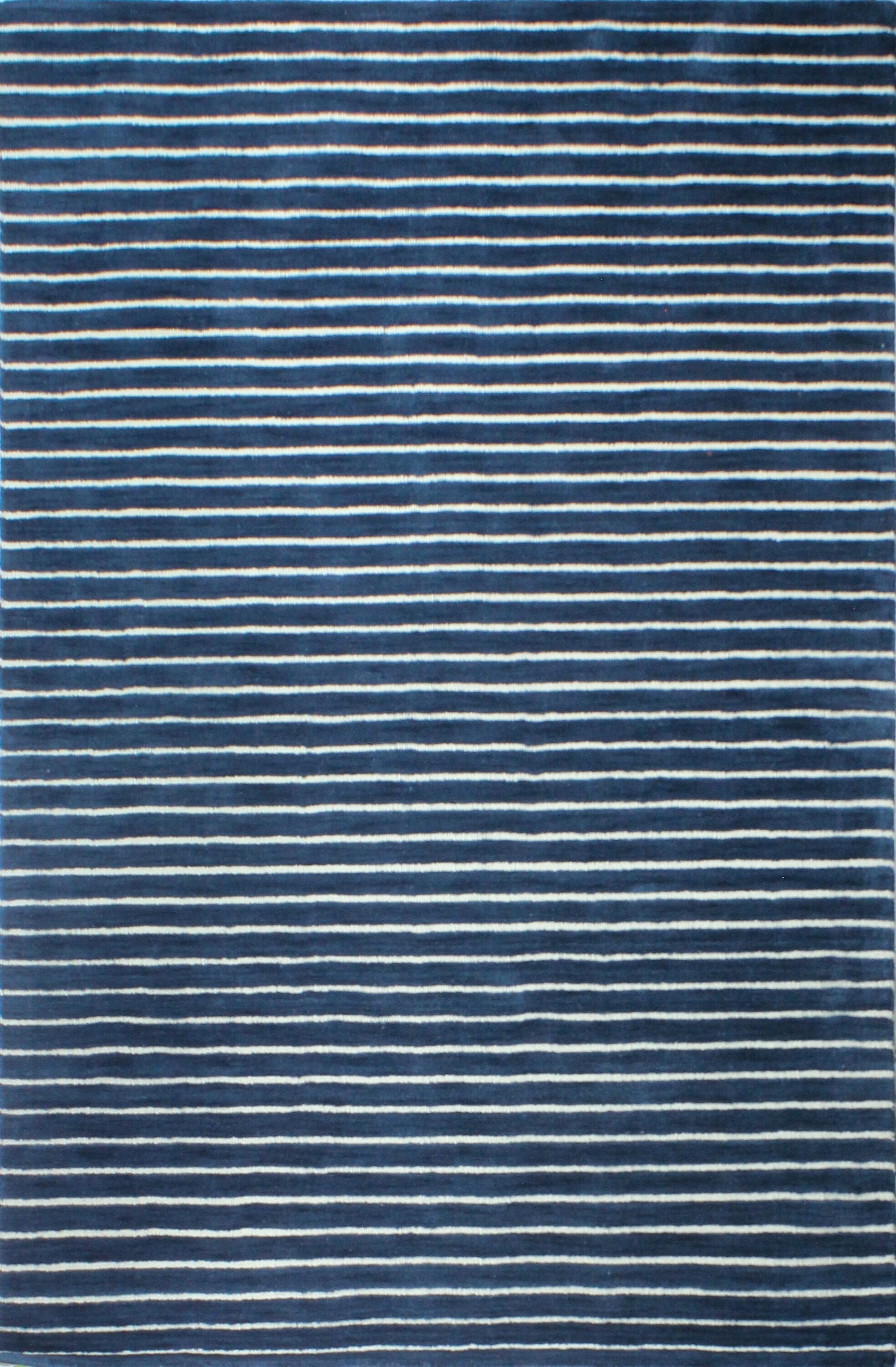 Bashian 649652132518 9 X 12 (ft) Wool Navy Indoor Stripe Industrial Area Rug