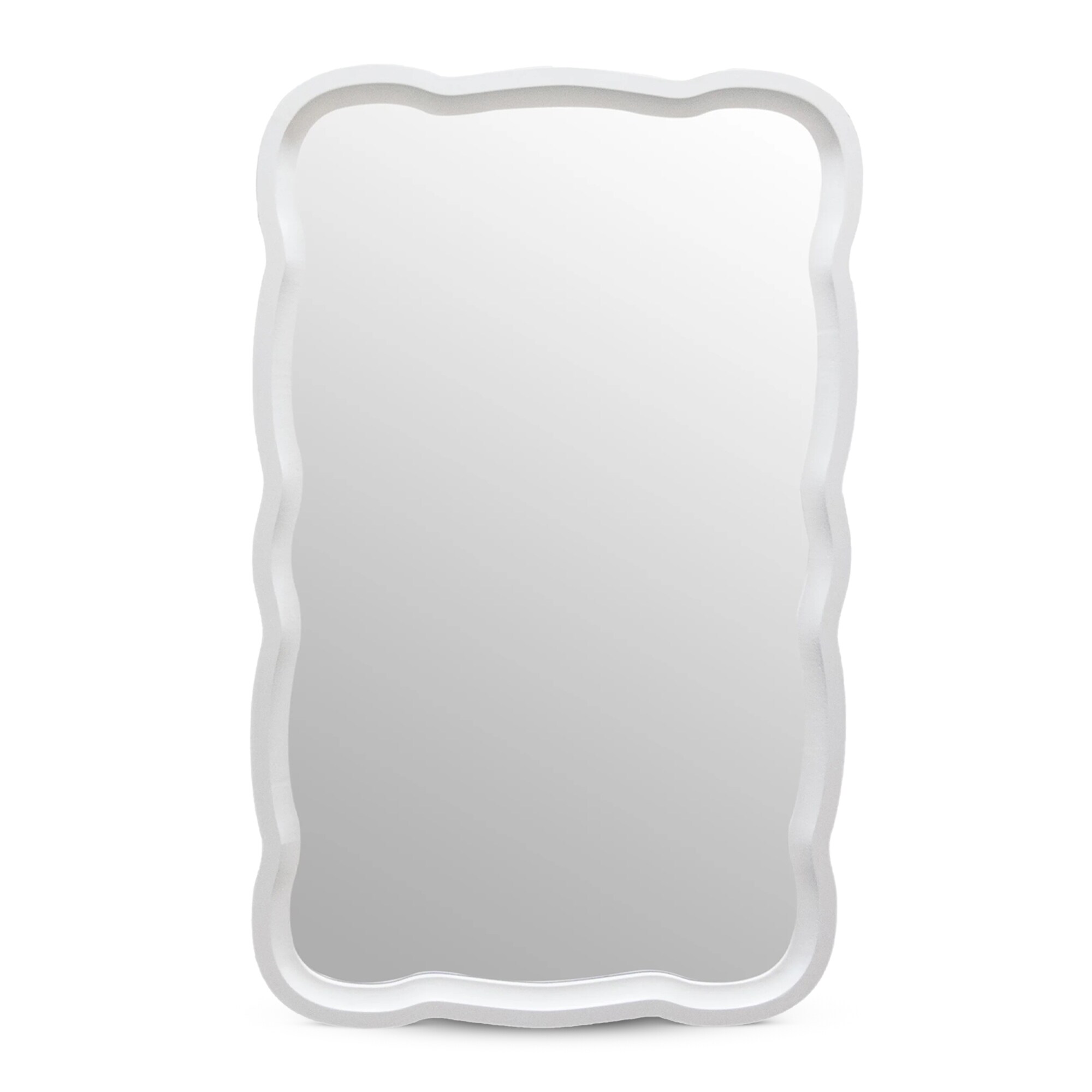 COZAYH  Curved Wood Frame Accent Mirror Modern Farmhouse Wall Decor White